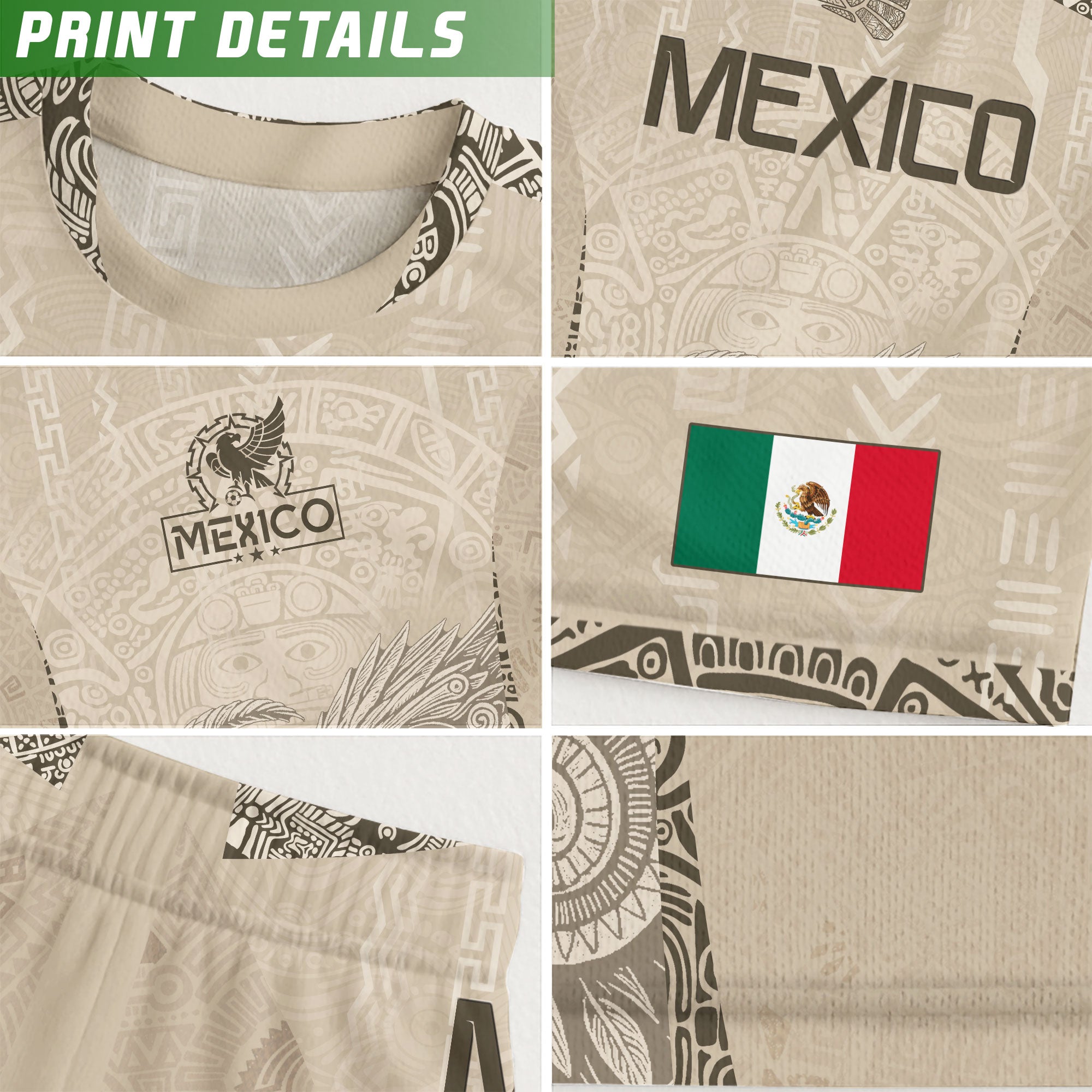 Mexico Beige Aztec Sunstone Eagle Heritage Soccer Jersey