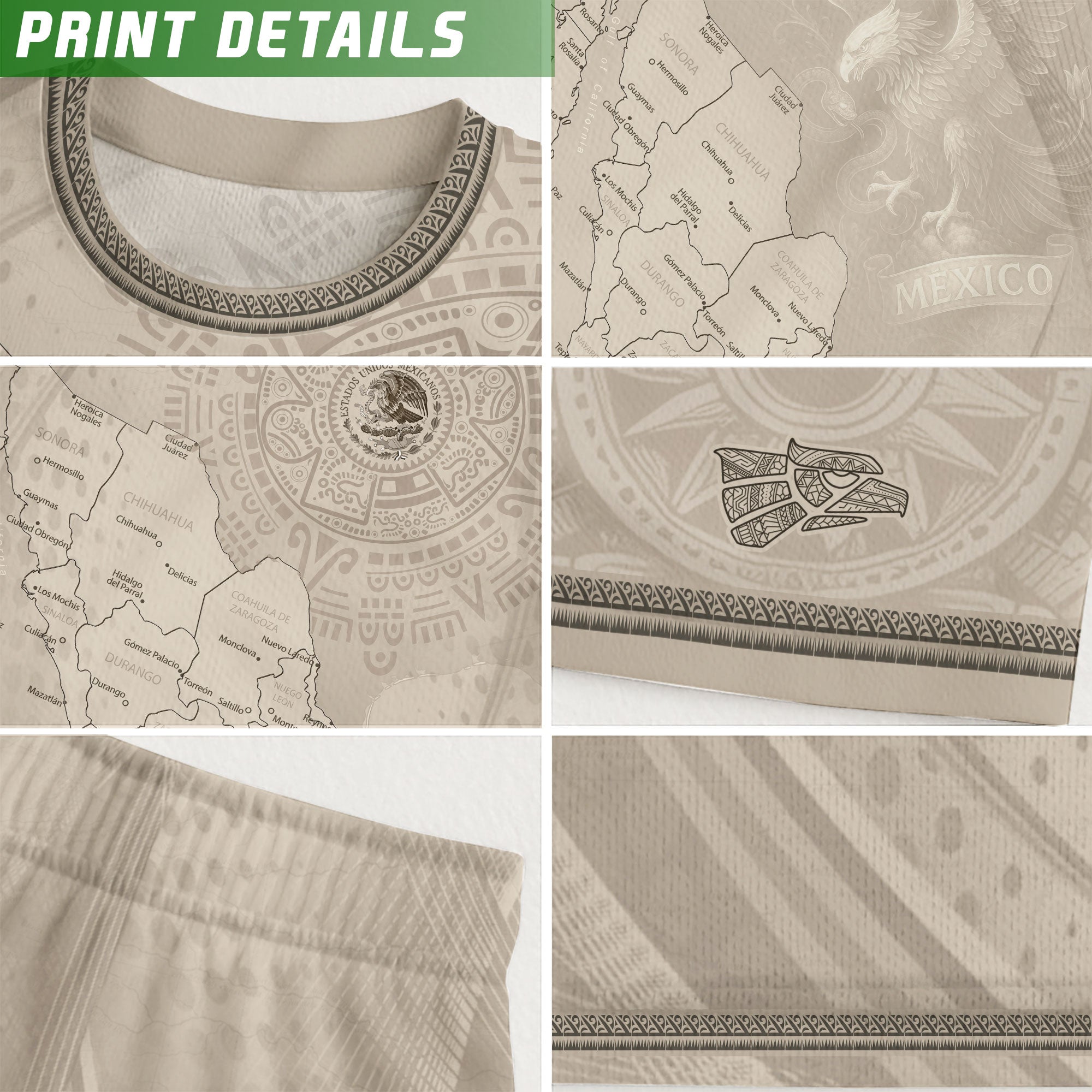 Mexico Beige Map Design Aztec Heritage Pride Soccer Jersey