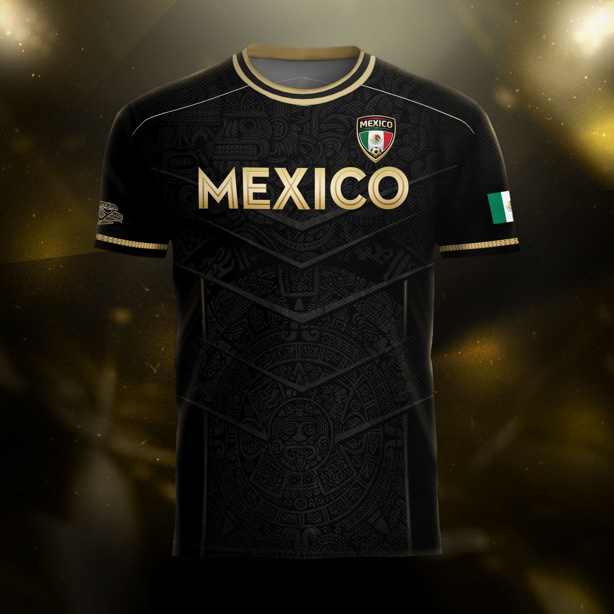 Mexico Black Gold Eagle Heritage Estados Unidos Mexicanos National Soccer Jersey