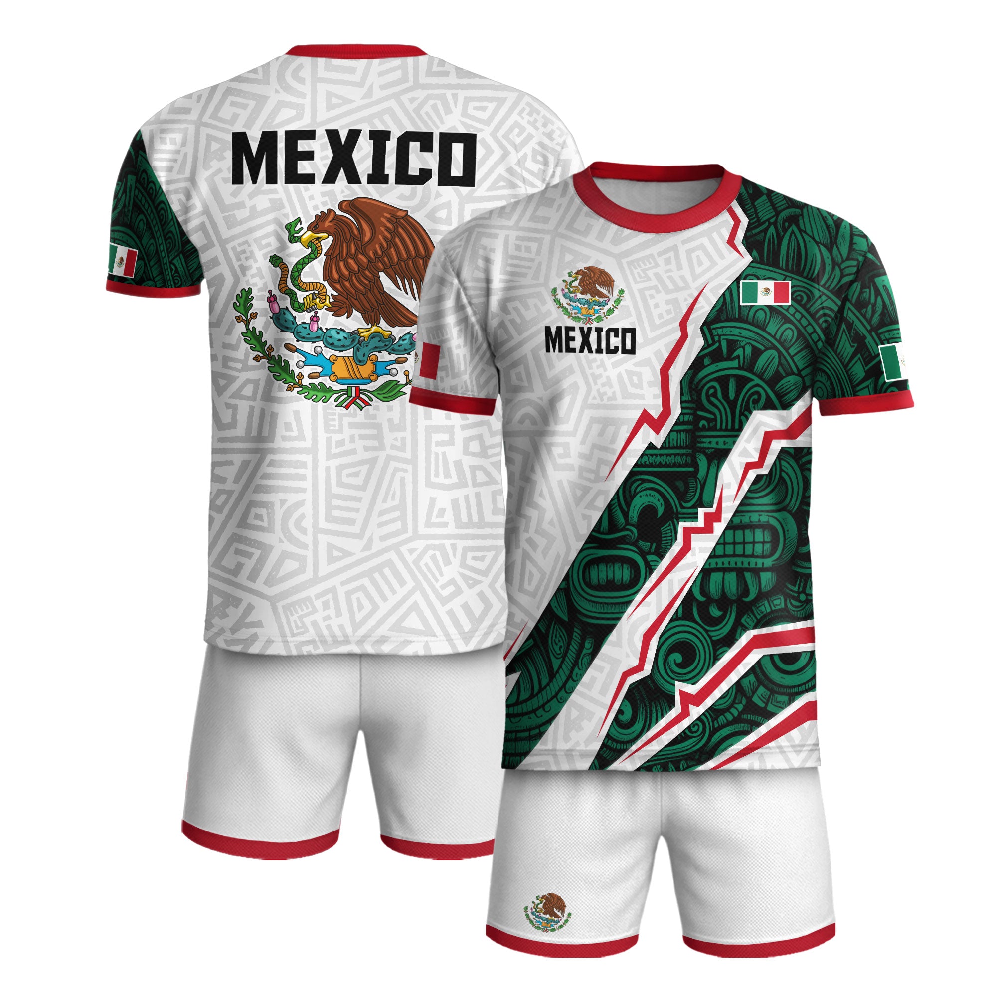 Mexico White Aztec Eagle Design Soccer Jersey
