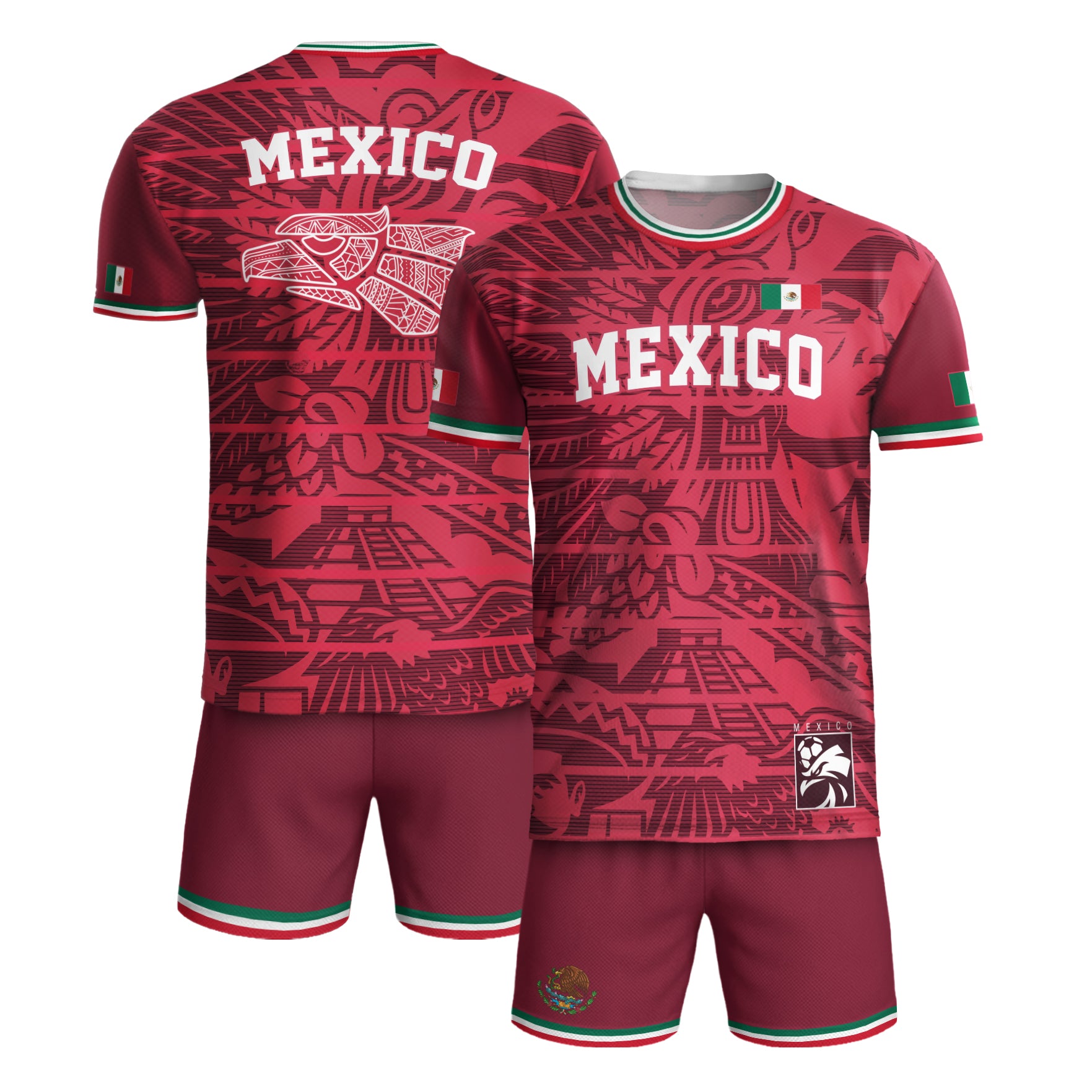 Mexico Red Aztec Heritage Eagle Soccer Jersey