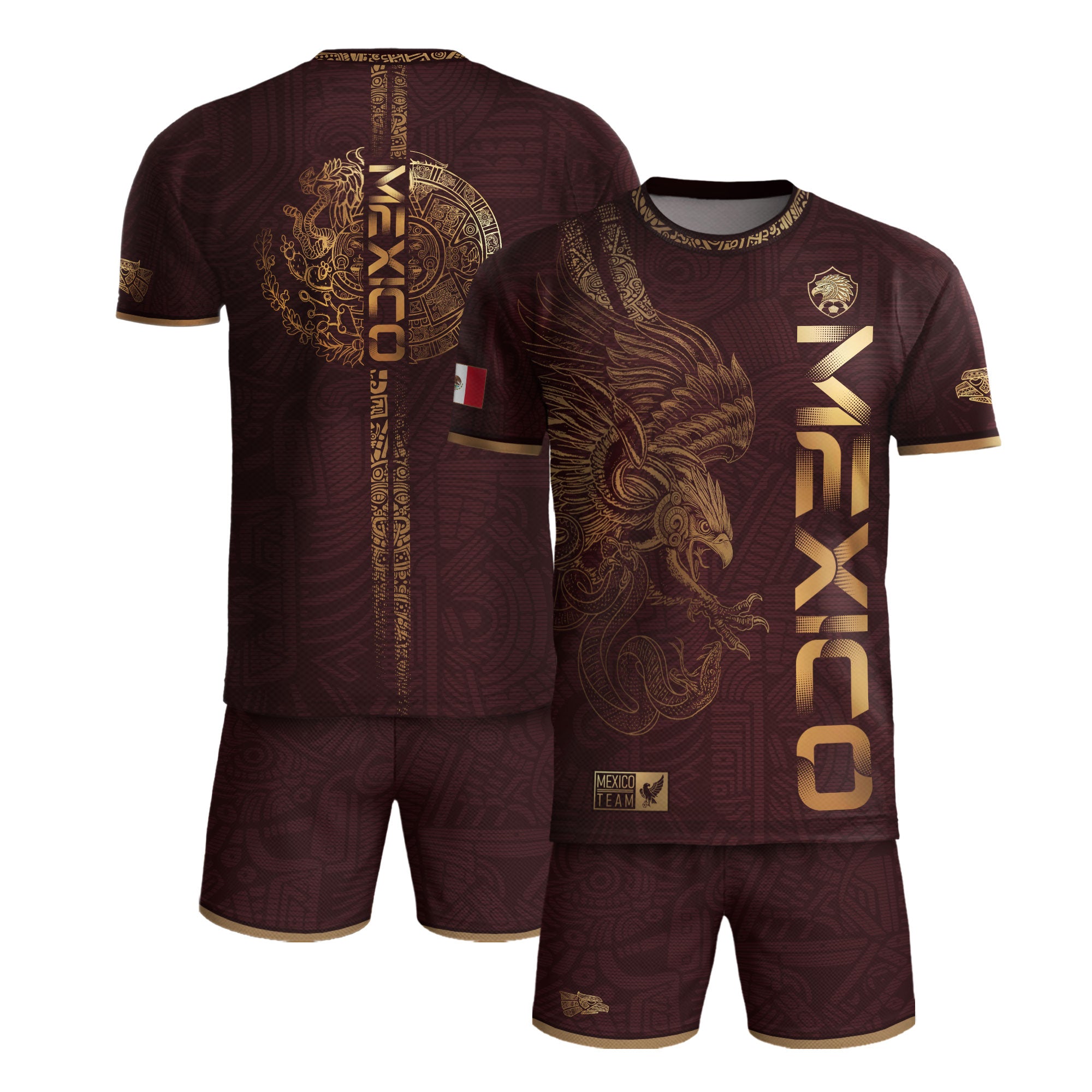 Mexico Burgundy Aztec Eagle Heritage Soccer Jersey