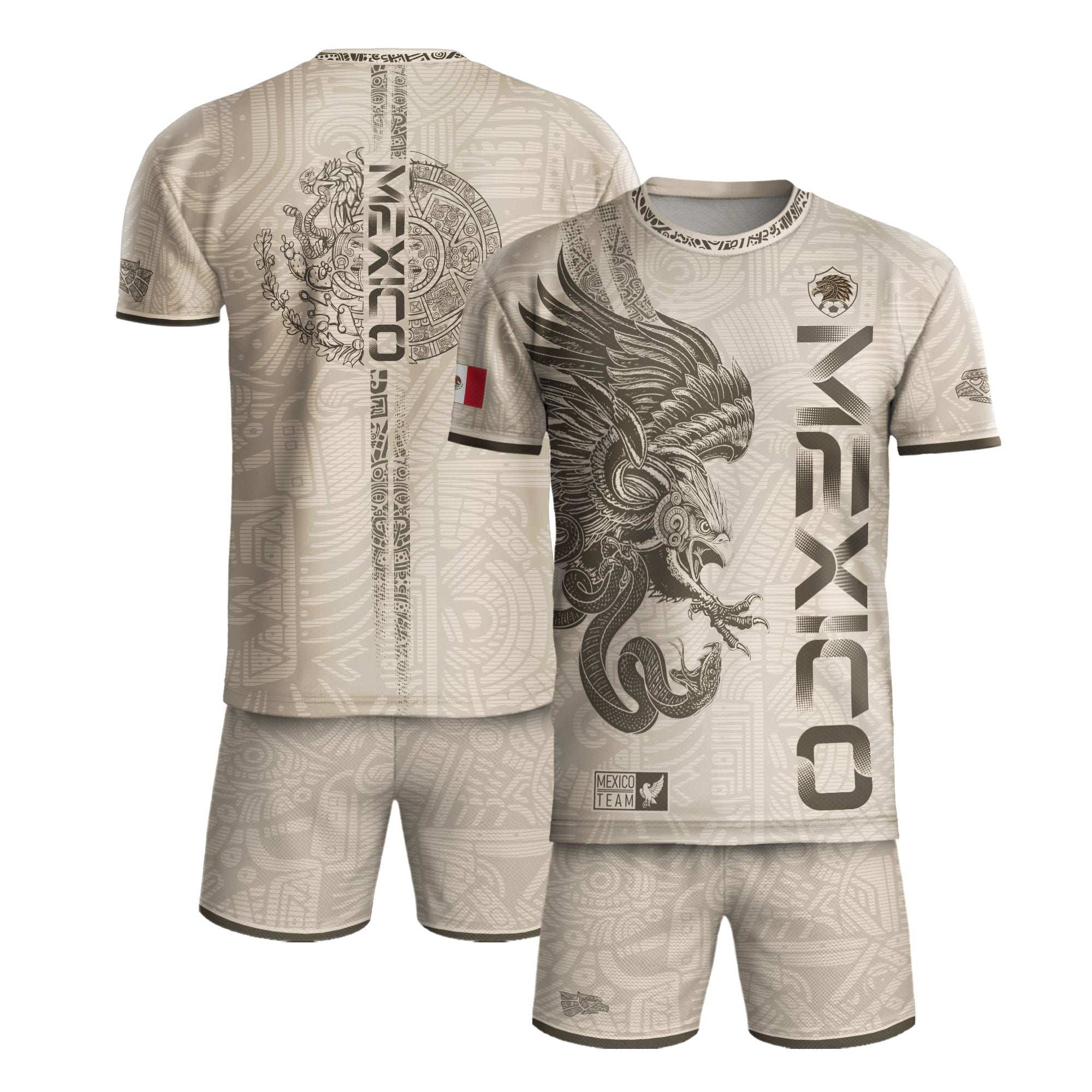 Mexico Beige Aztec Eagle Heritage Adult Soccer Jersey