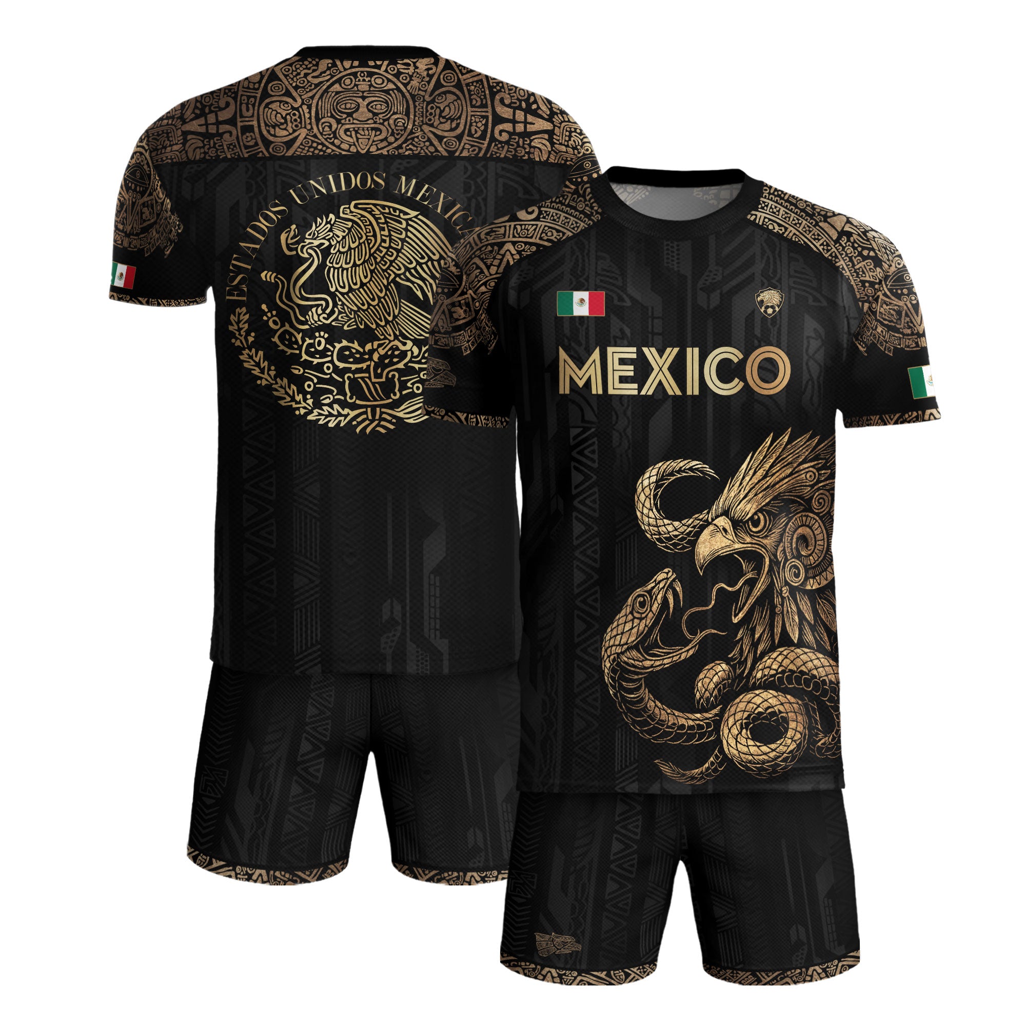 Mexico Black Eagle Aztec Heritage Soccer Jersey
