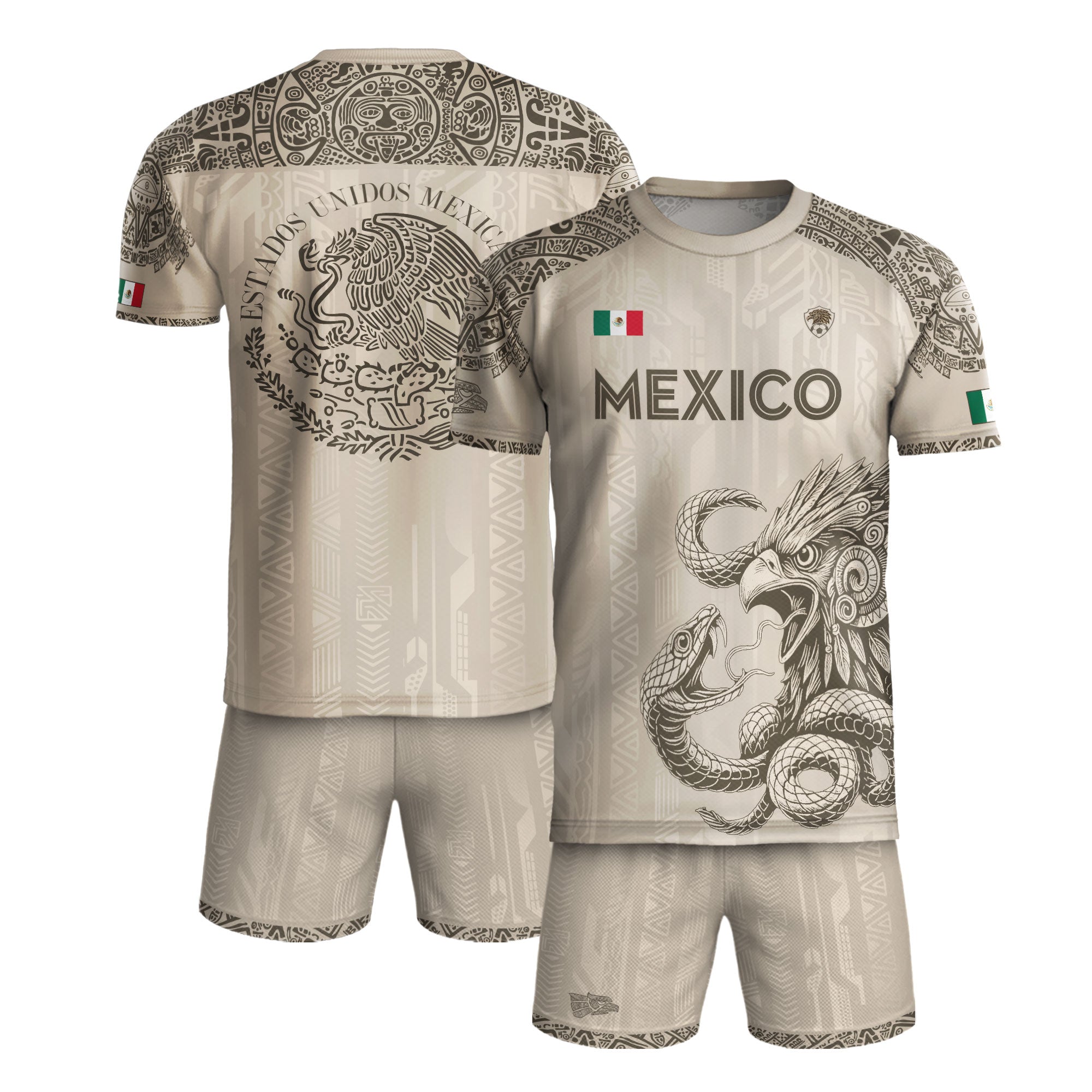 Mexico Beige Aztec Eagle Heritage Soccer Jersey