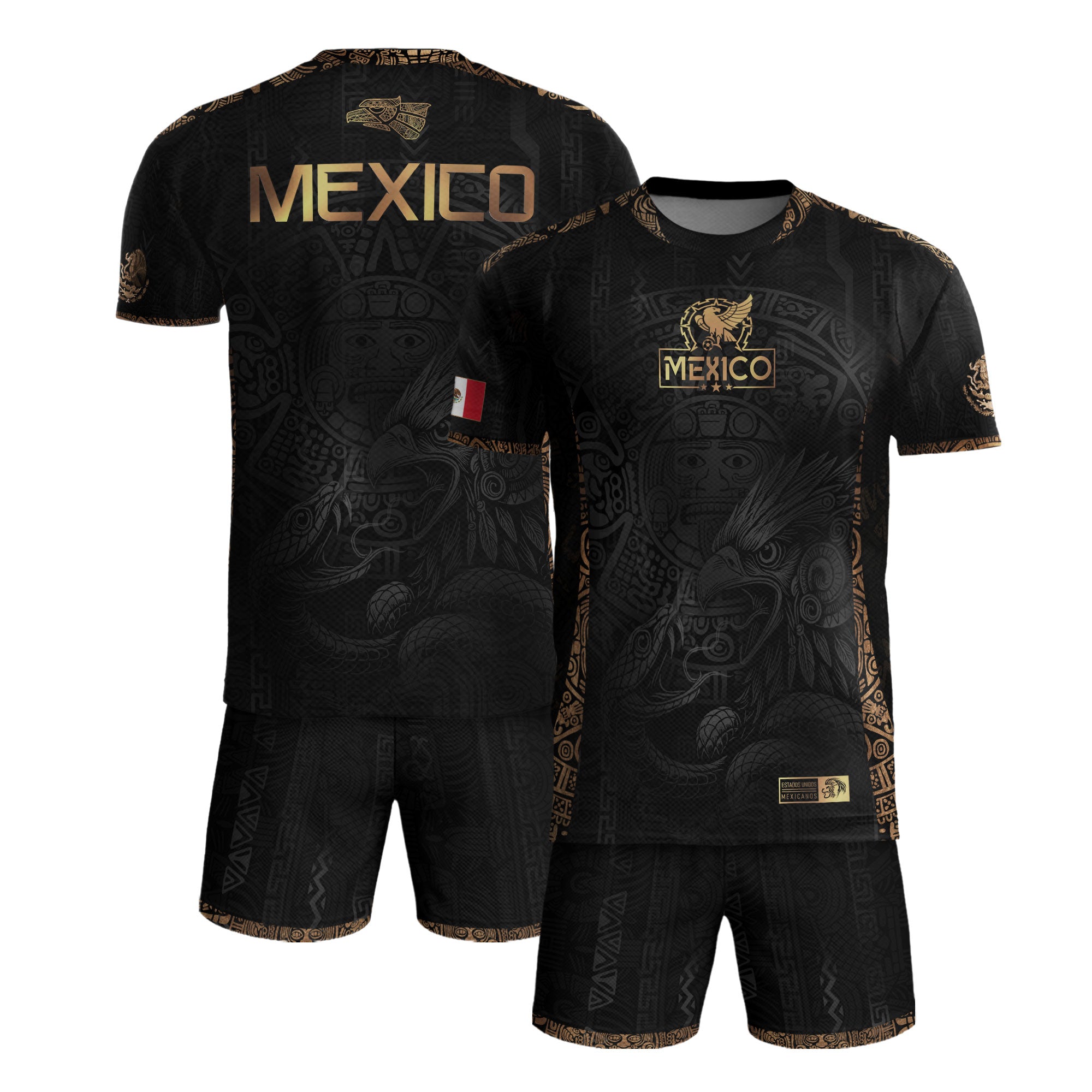 Mexico Black Aztec Sunstone Eagle Heritage Soccer Jersey