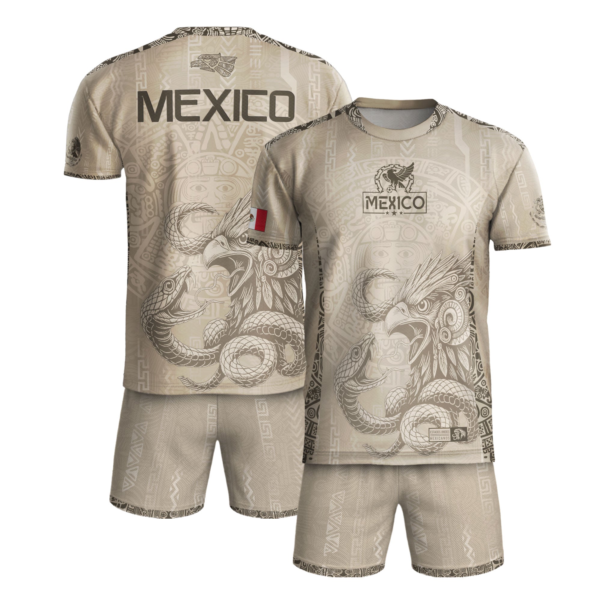 Mexico Beige Aztec Sunstone Eagle Heritage Soccer Jersey