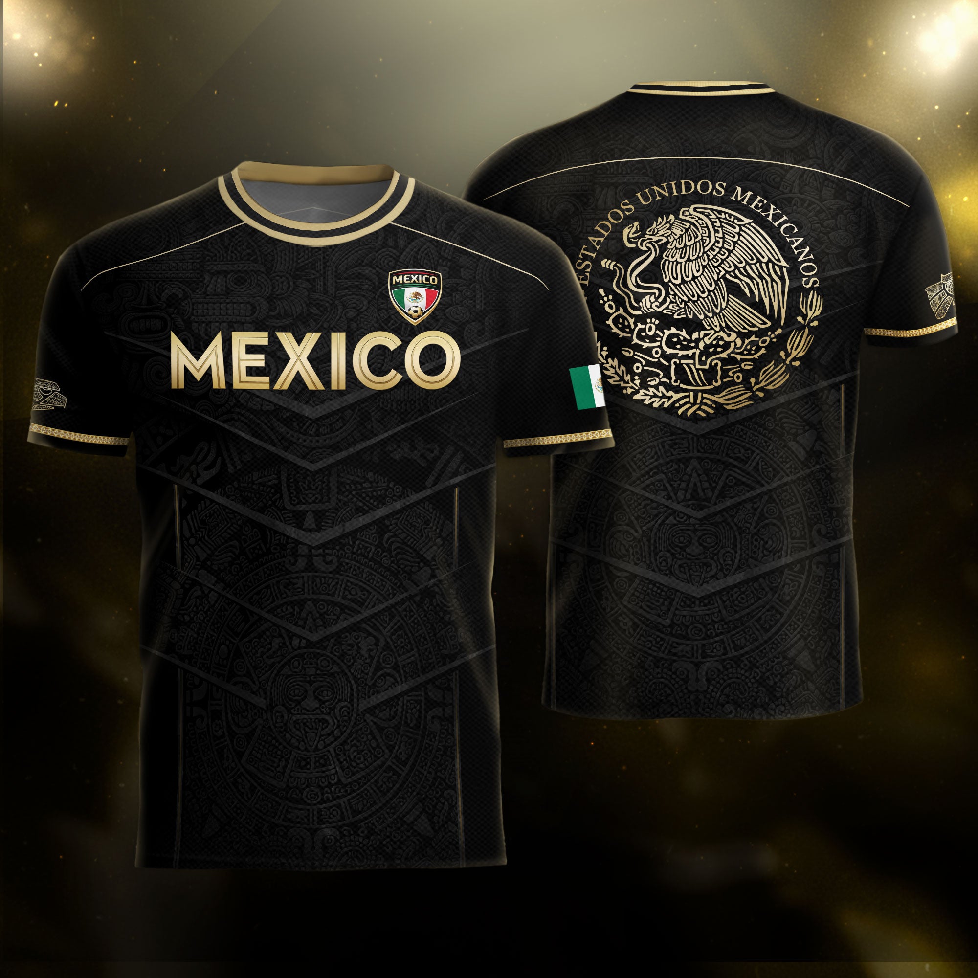 Mexico Black Gold Eagle Heritage Estados Unidos Mexicanos National Soccer Jersey