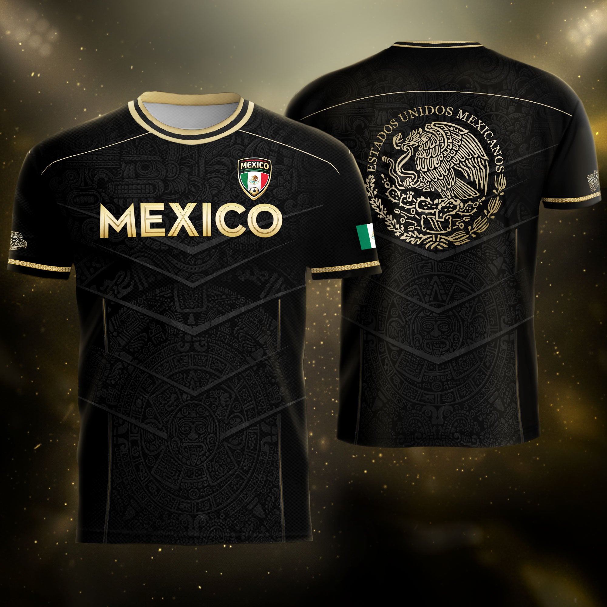 Mexico Black Gold Eagle Heritage Estados Unidos Mexicanos National Soccer Jersey