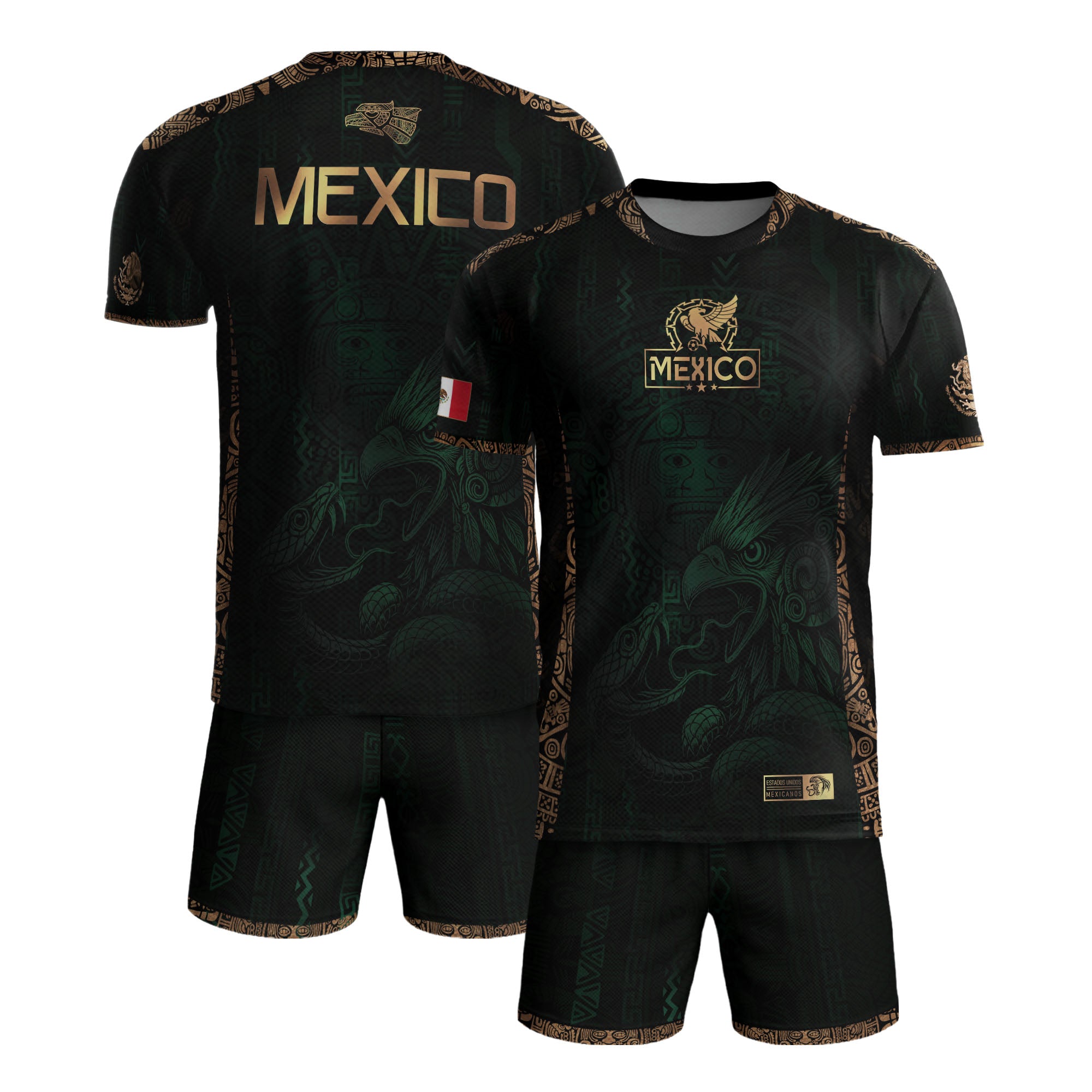 Mexico Green Gold Aztec Eagle Warrior Soccer Jersey