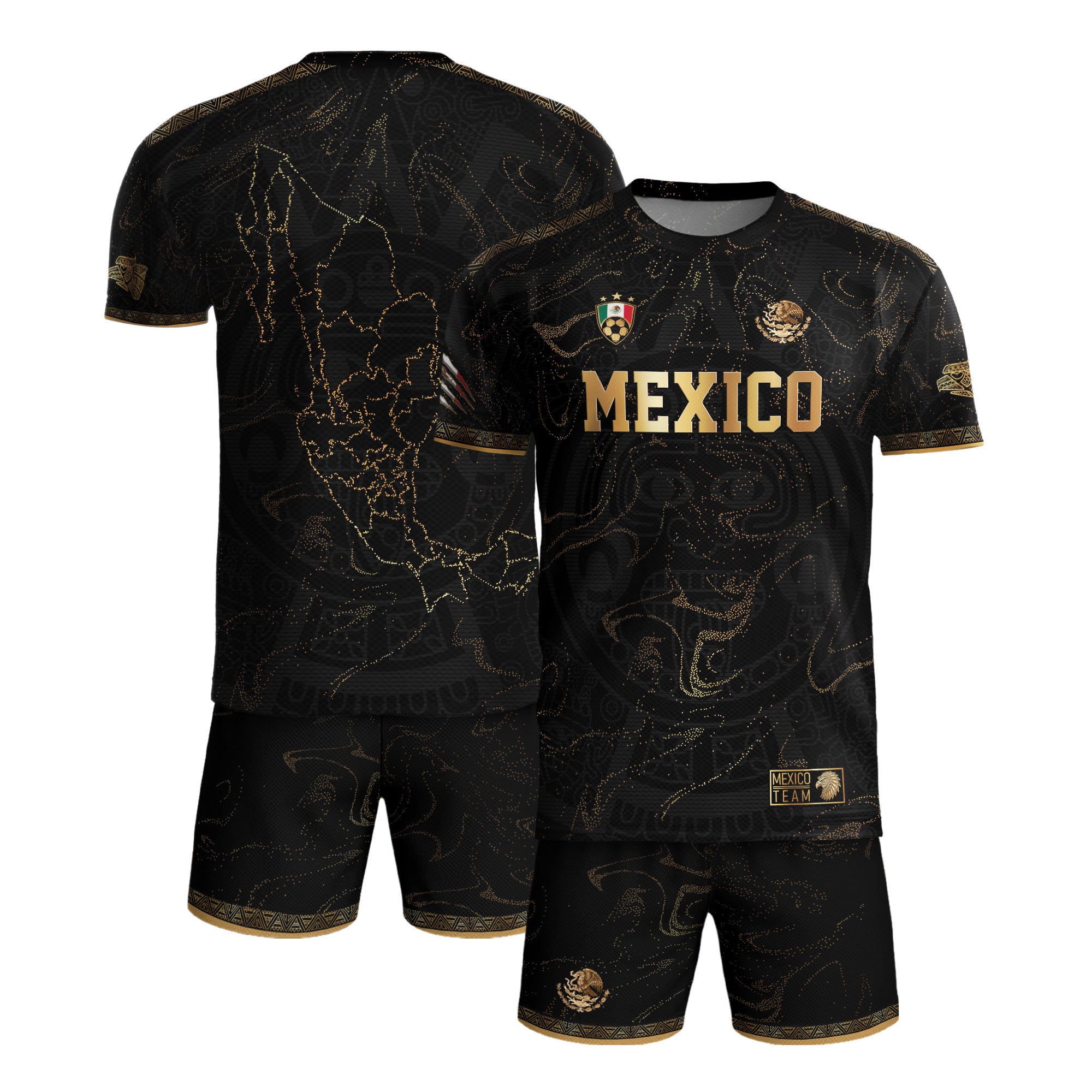 Mexico Black Gold Map Heritage Soccer Jersey