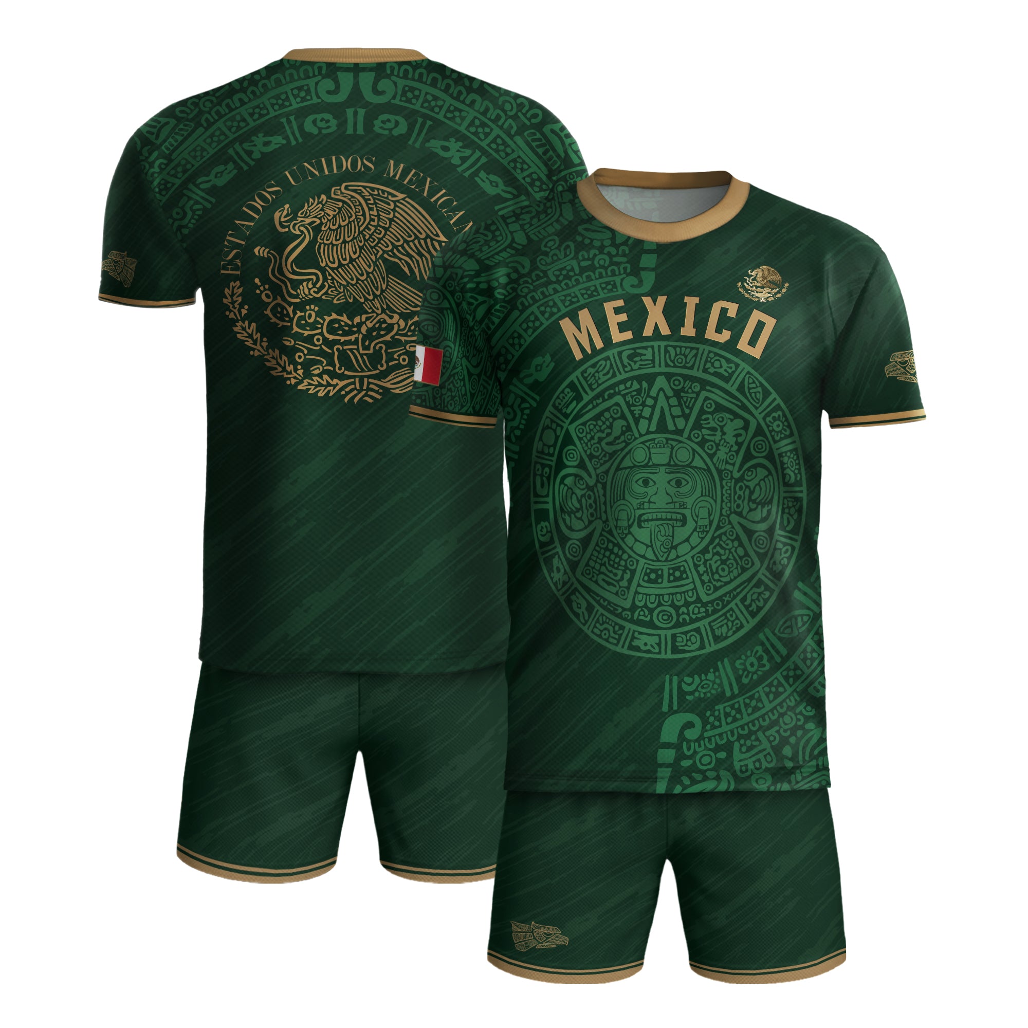 Mexico Green Gold Aztec Calendar Heritage National Pride Jersey