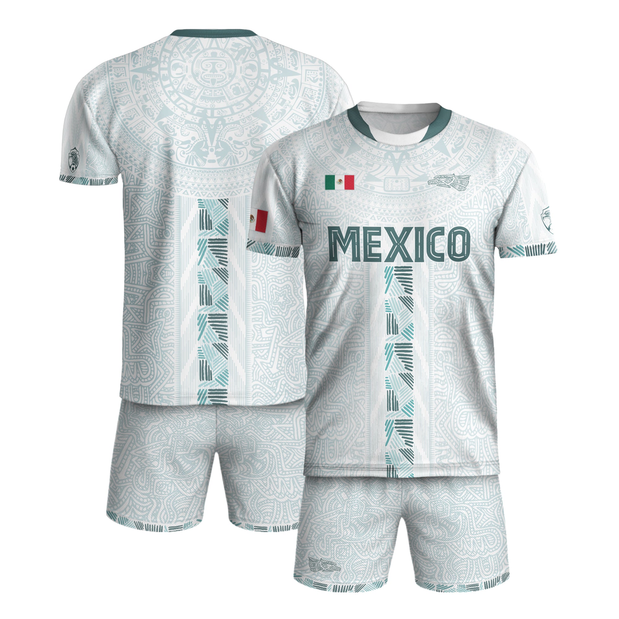 Mexico White Green Aztec Calendar Heritage Soccer Jersey