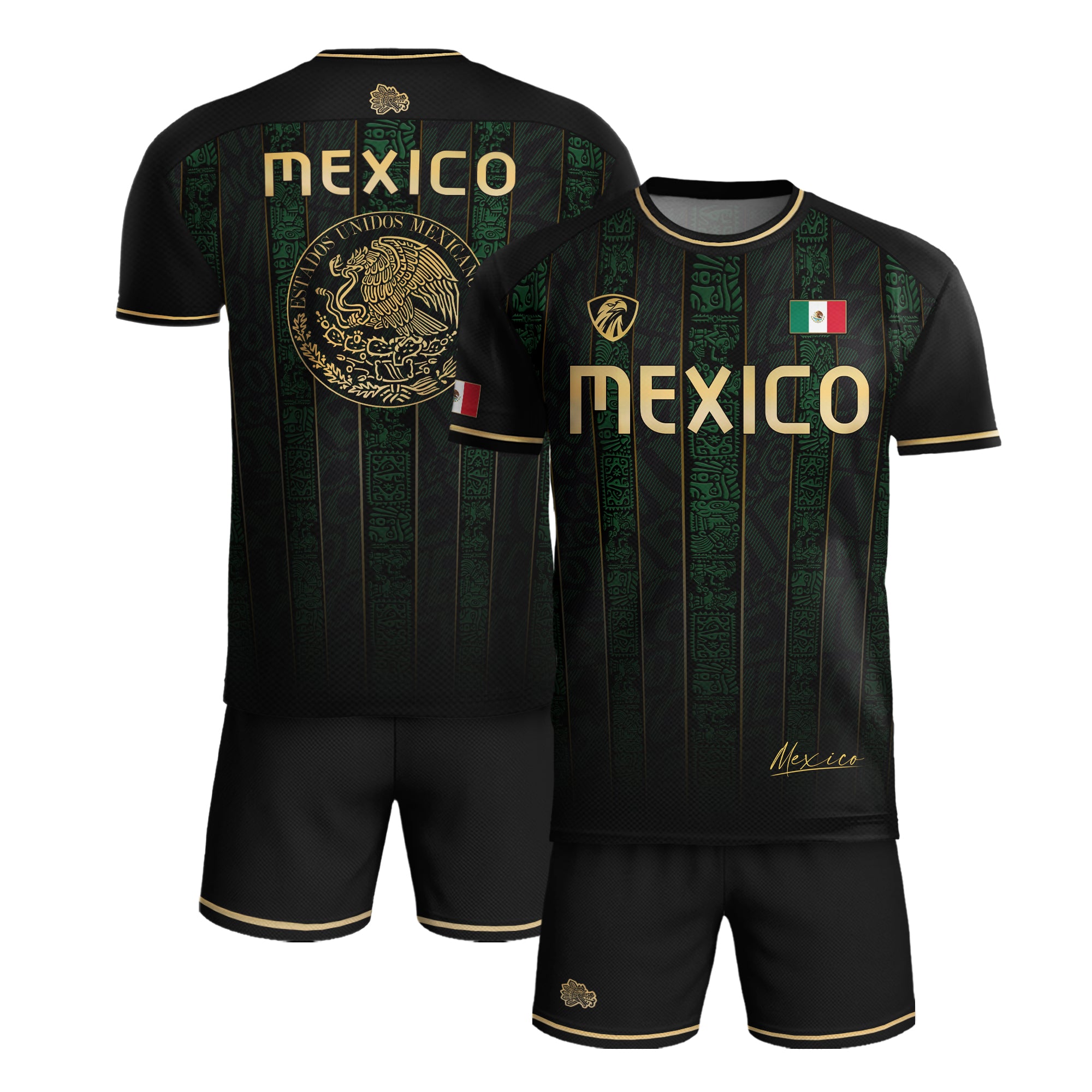 Mexico Aztec Ancient Heritage National Seal Mens Football Soccer Jersey