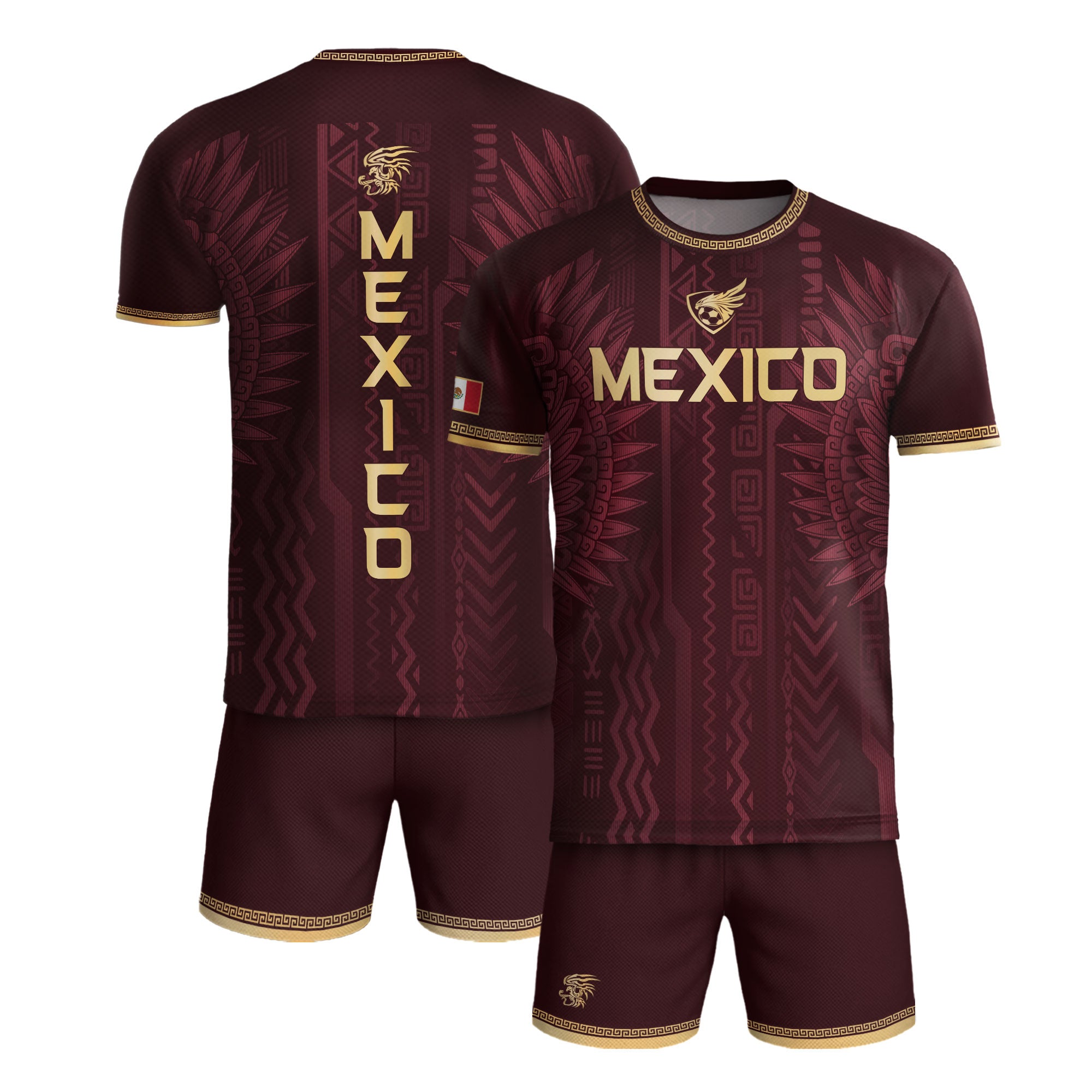 Mexico Maroon Gold Aztec Heritage National Pride Mens Football