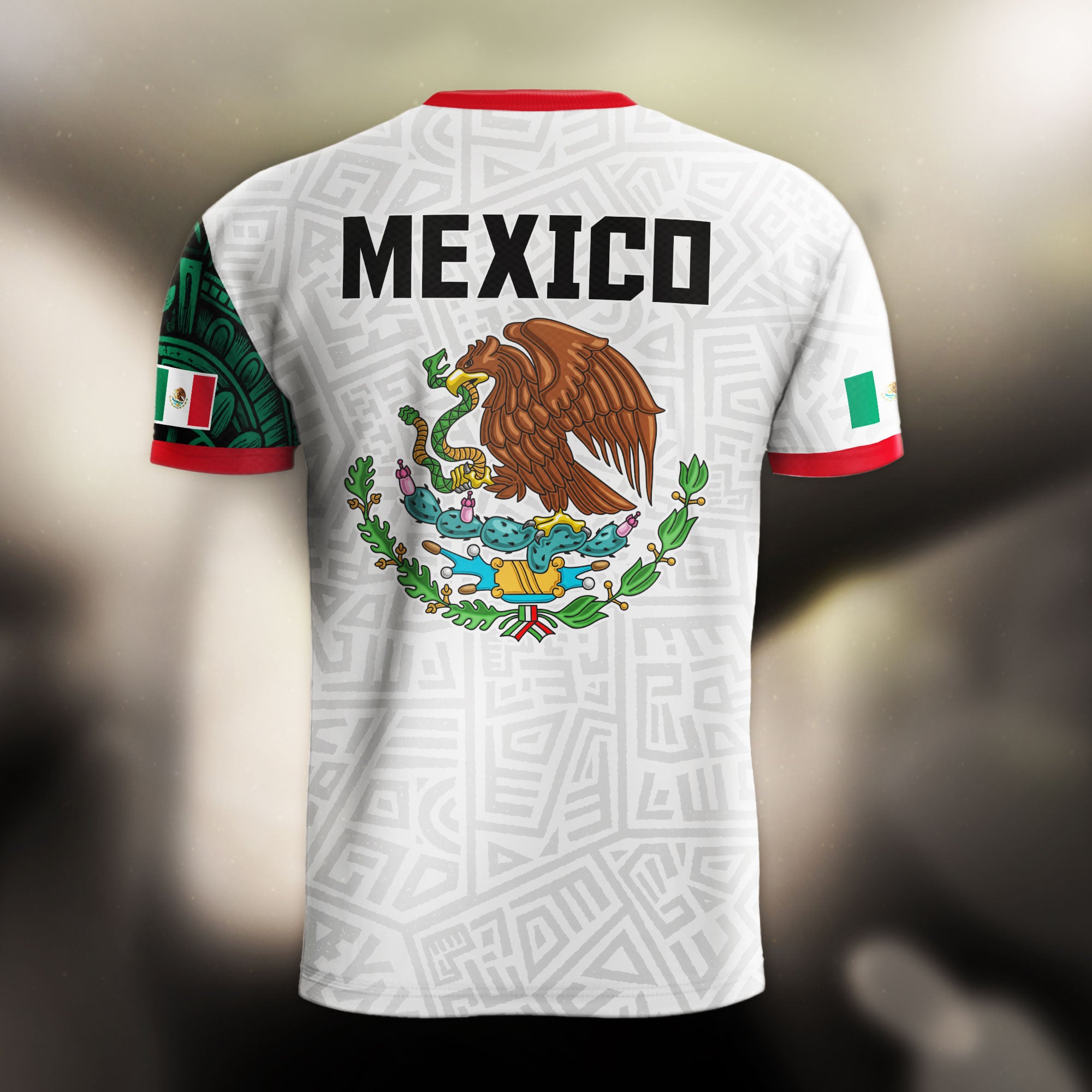 Mexico White Aztec Eagle Design Soccer Jersey