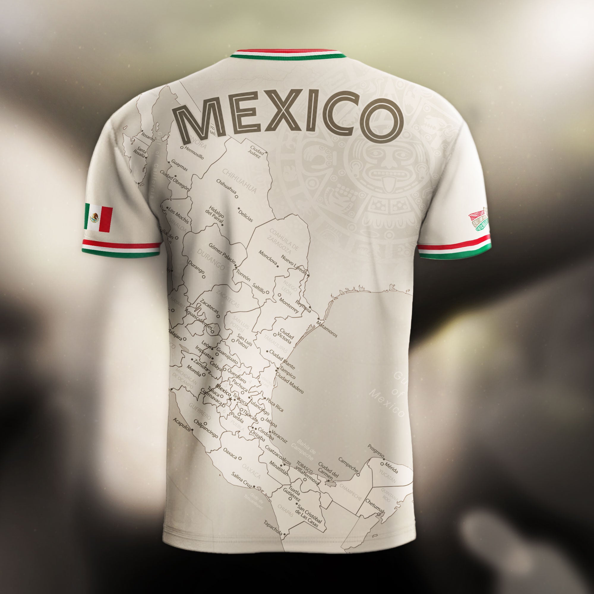 Beige Mexico Soccer Jersey with Map Inspired Design