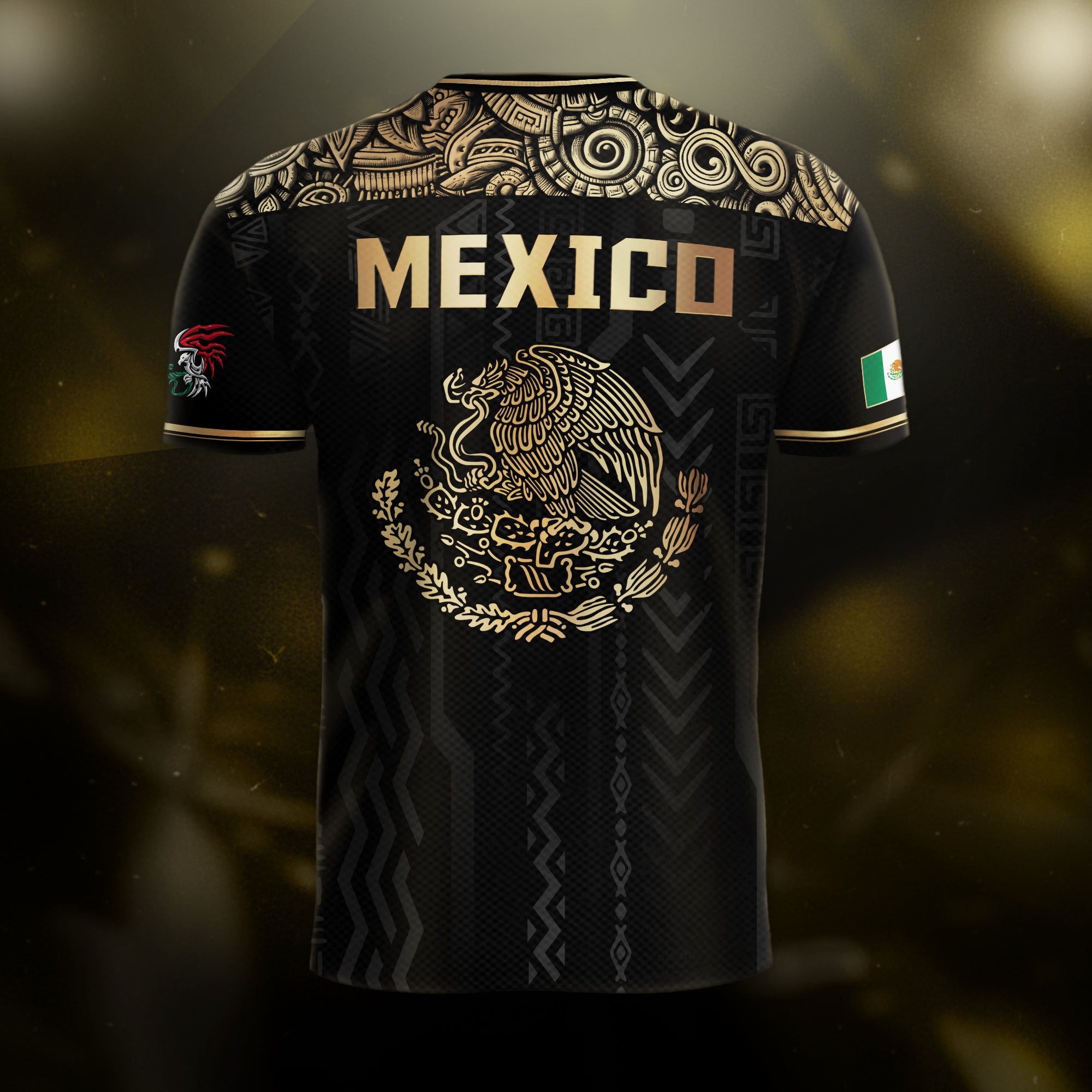 Mexico Black Gold National Emblem Soccer Jersey