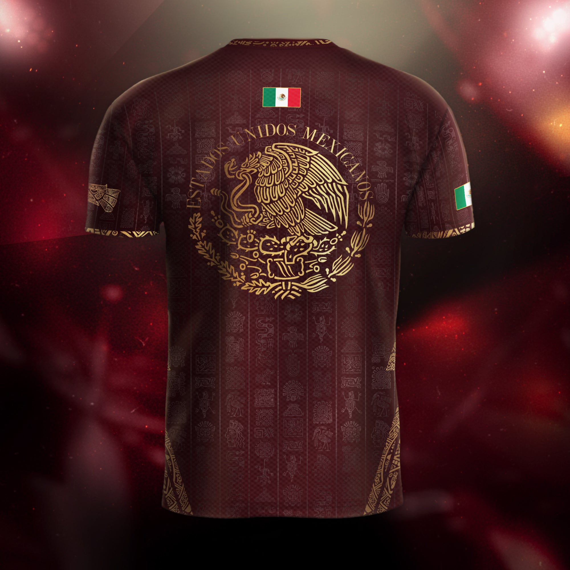 Mexico Burgundy Aztec Eagle Emblem Heritage Pride Soccer Jersey