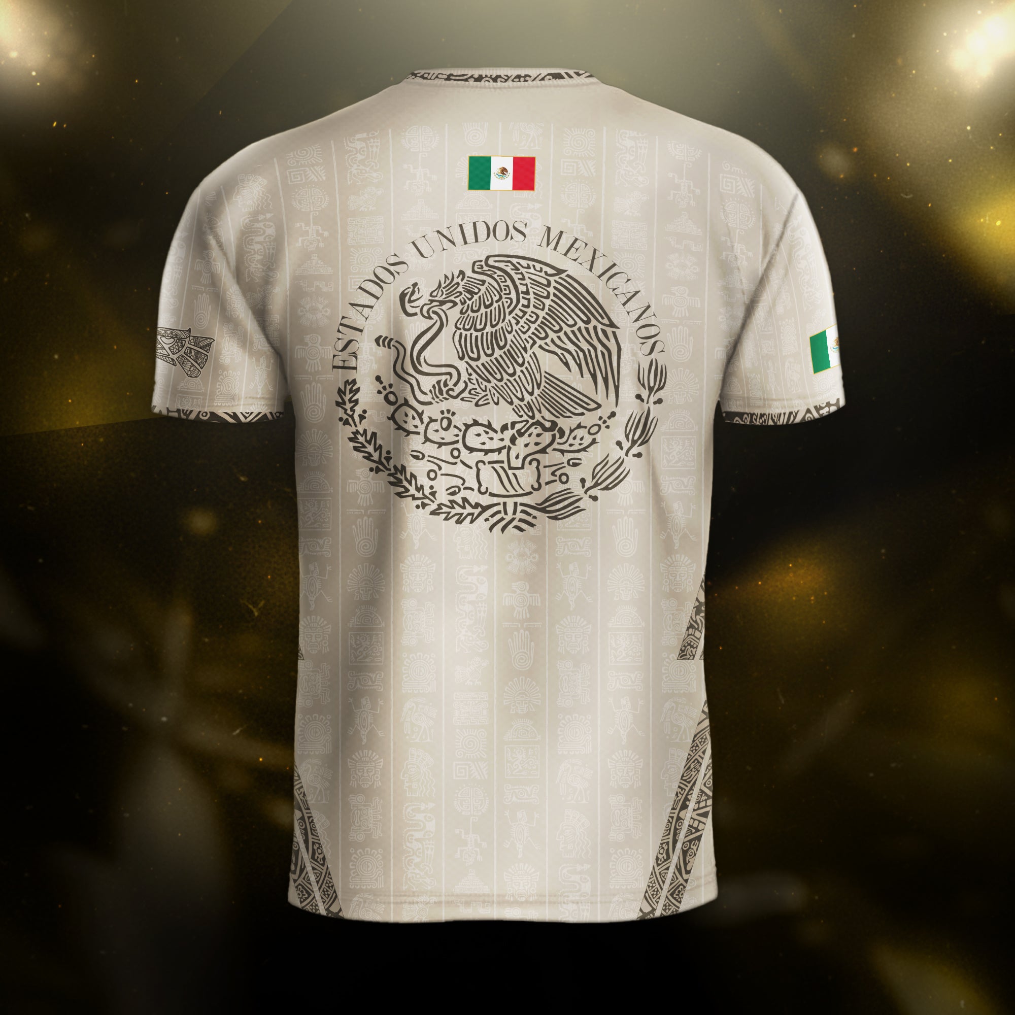 Mexico Beige Aztec Pattern Eagle Heritage Pride Soccer Jersey