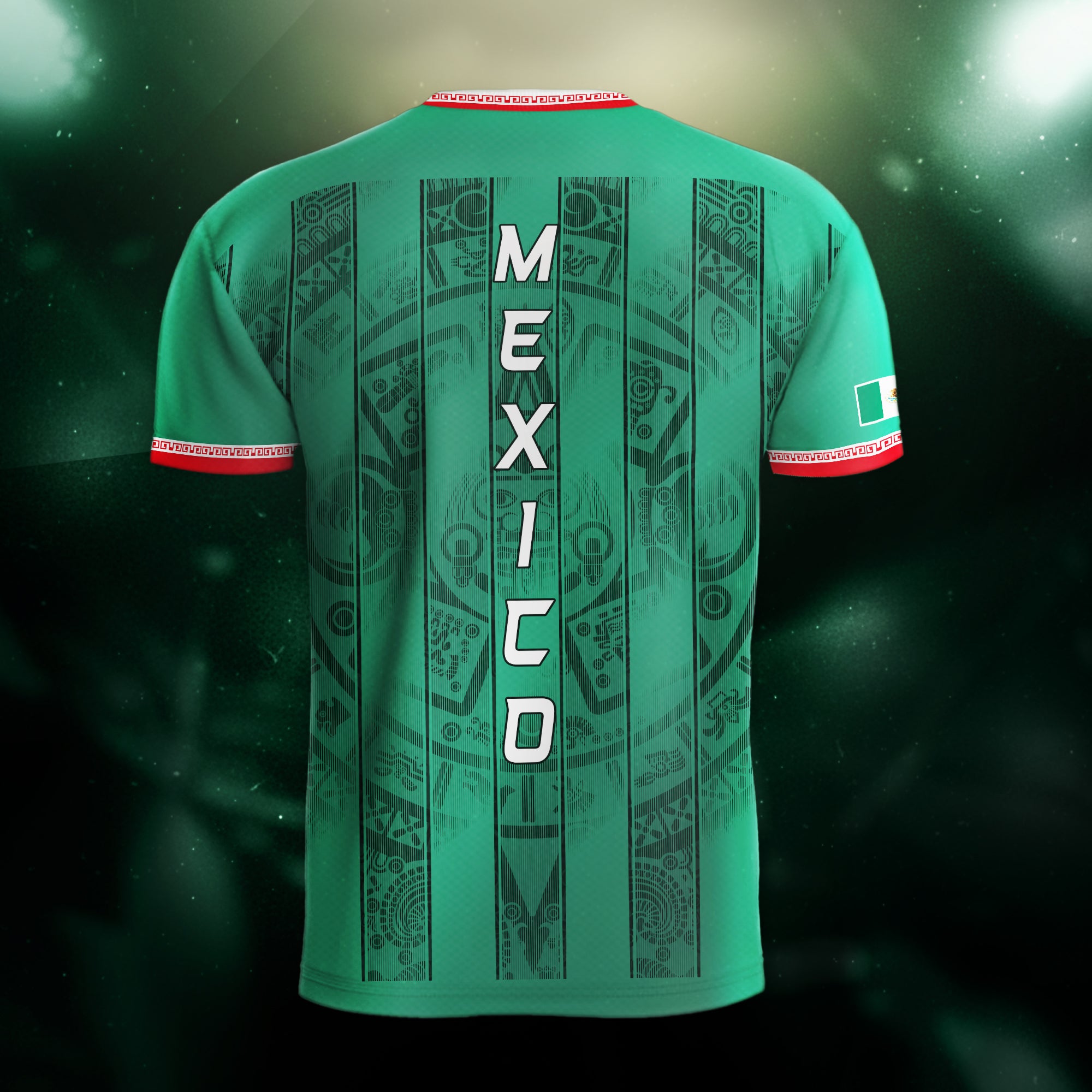 Mexico Green Aztec Pattern National Pride Mens Culture Football Soccer Jersey