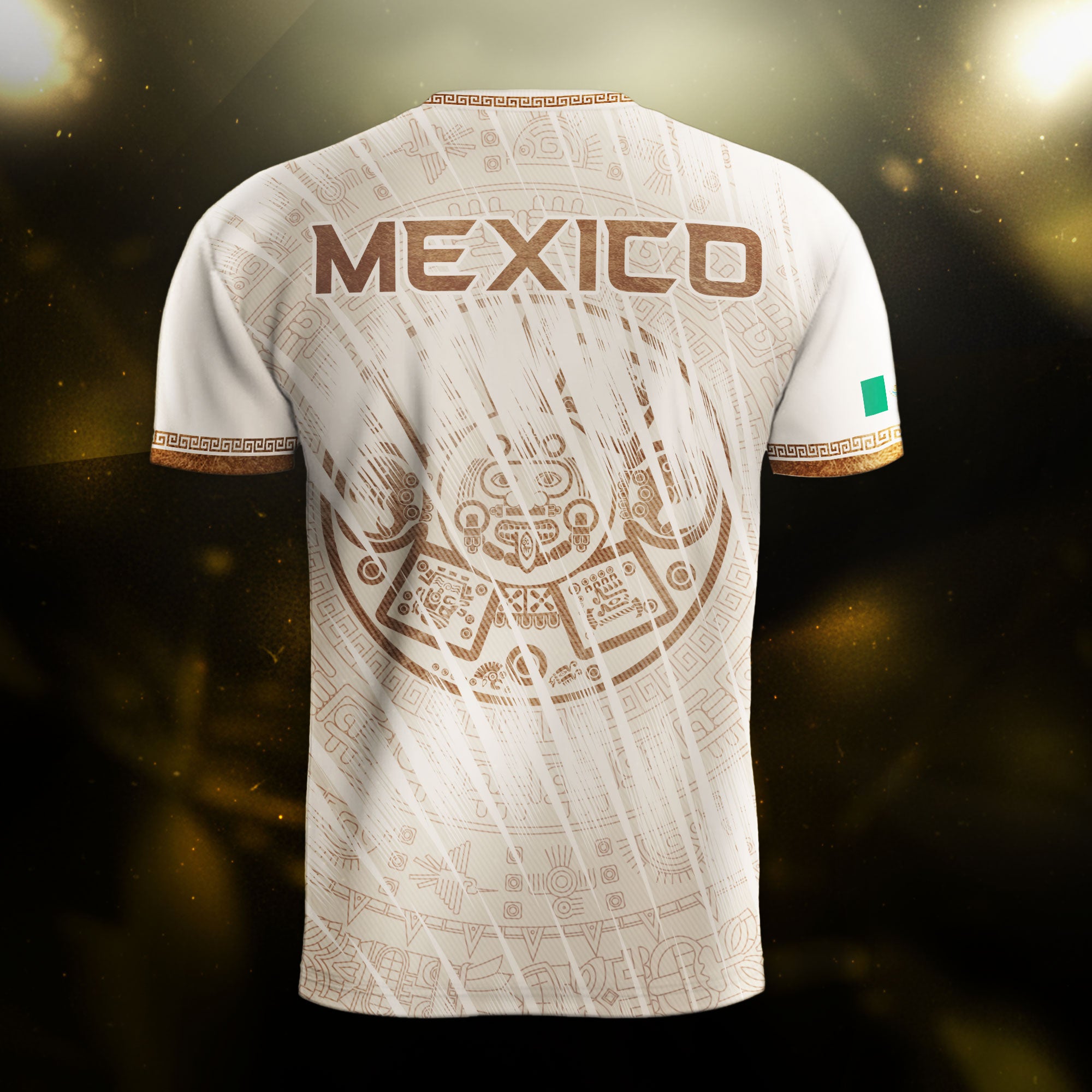 Mexico Cream Aztec Eagle Snake Ancient Art Heritage Mens Soccer Jersey