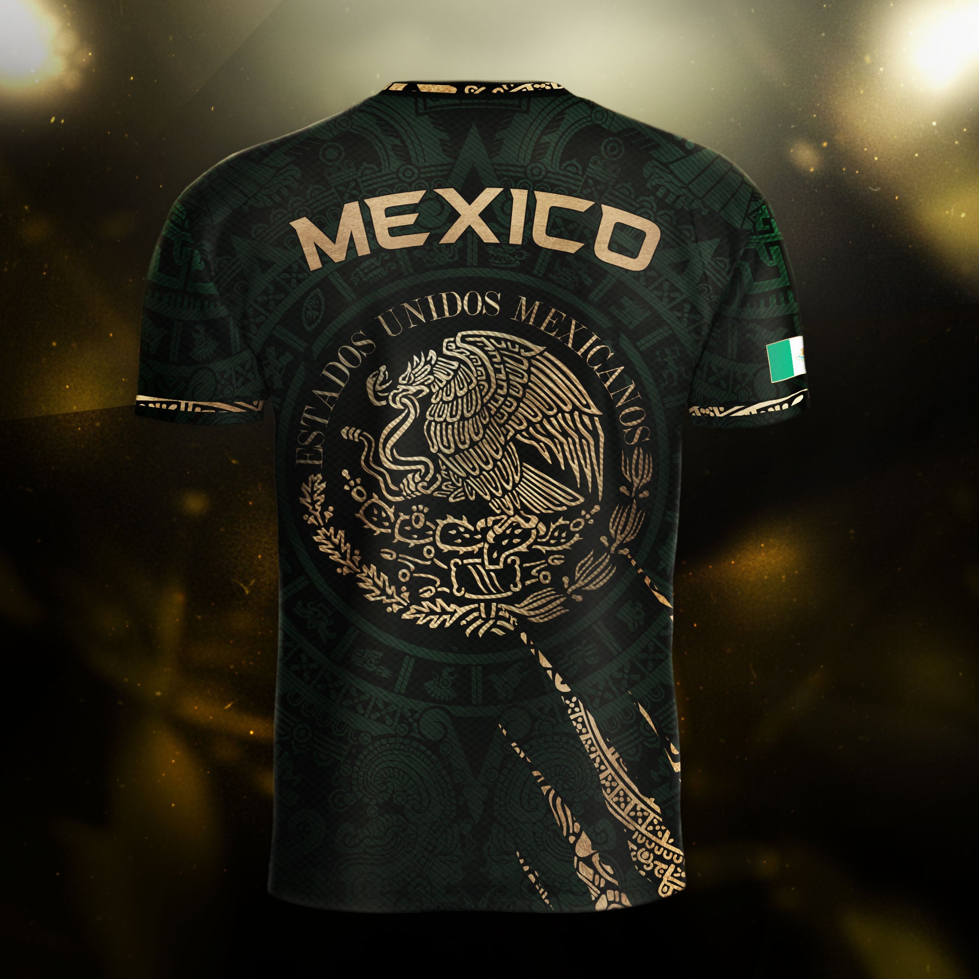 Mexico Green Gold Eagle National Seal Heritage Mens Football Soccer Jersey