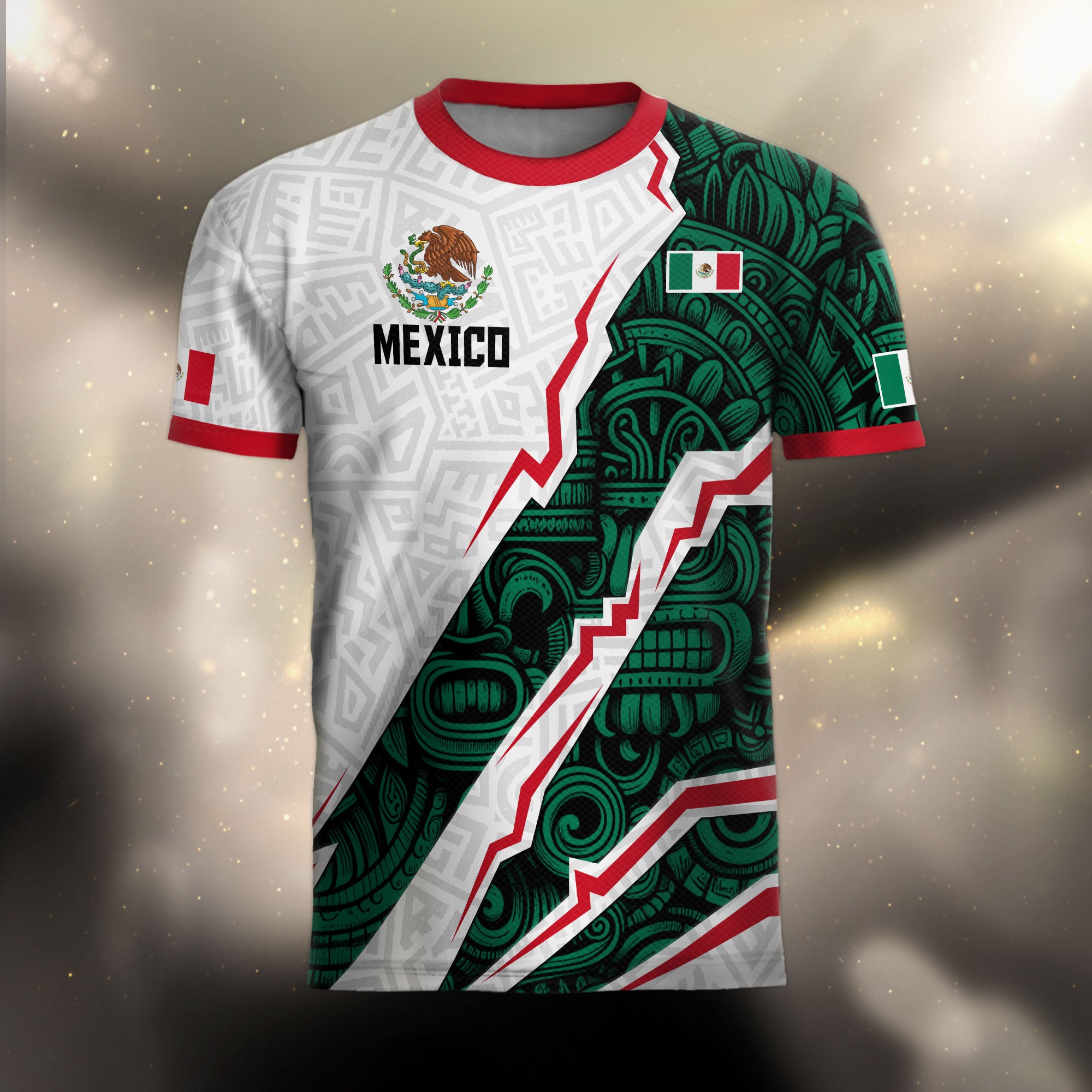Mexico White Aztec Eagle Design Soccer Jersey