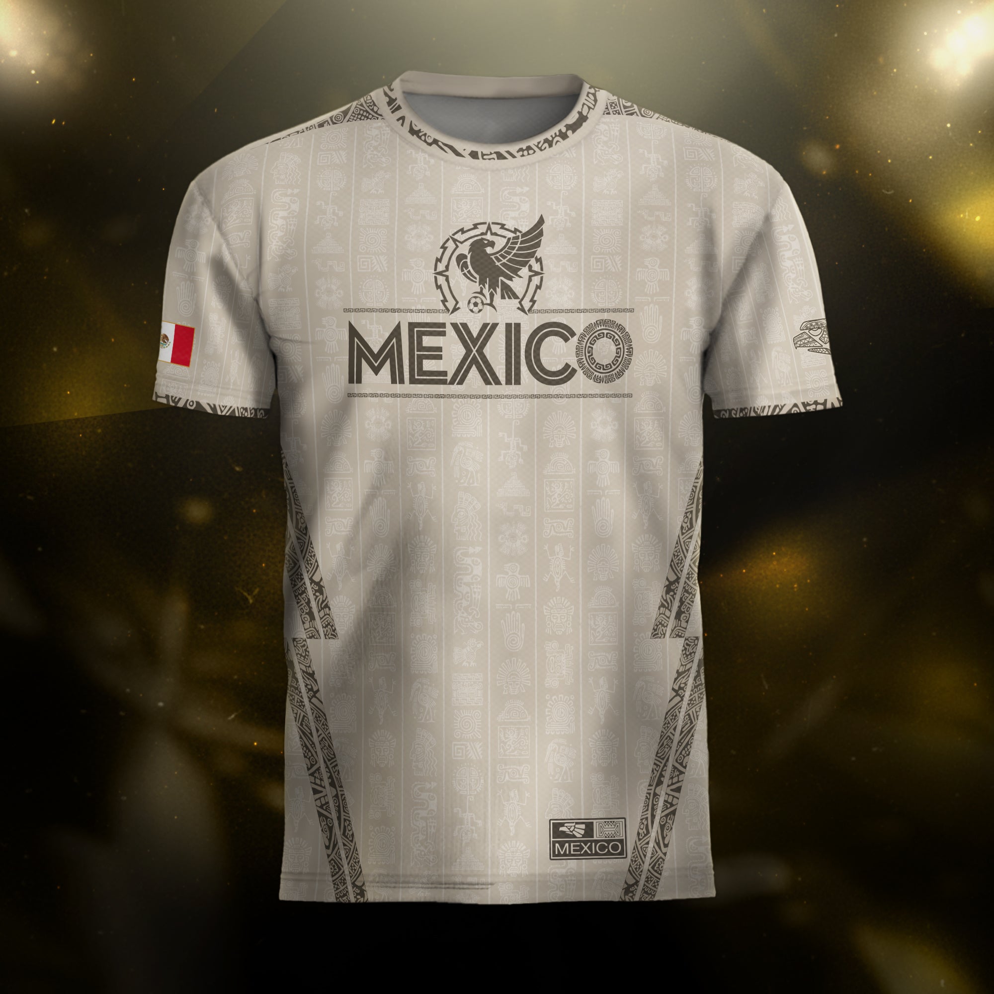 Mexico Beige Aztec Pattern Eagle Heritage Pride Soccer Jersey