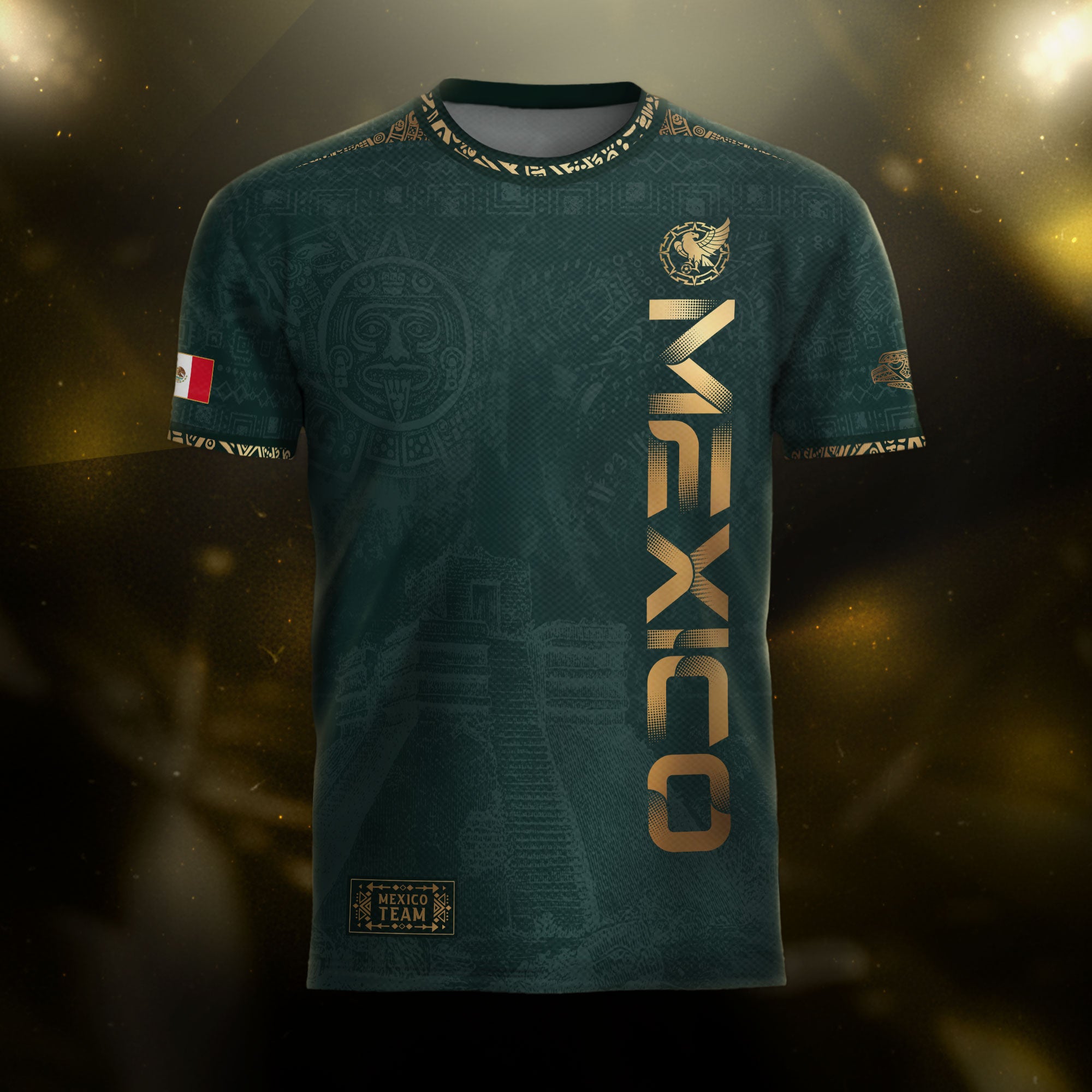 Mexico Dark Green Aztec Pyramid Heritage Estados Unidos Mexicanos Soccer Jersey