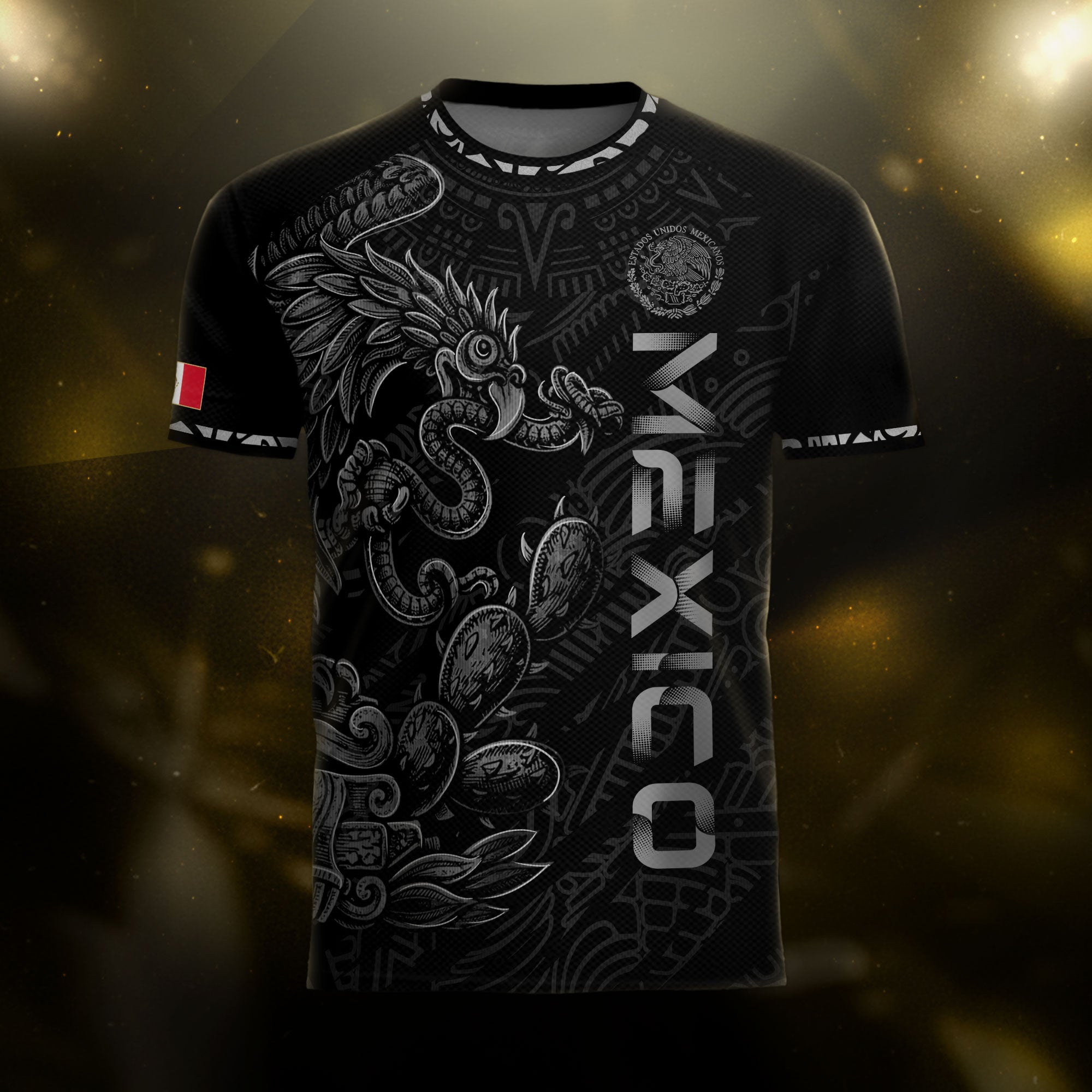 Mexico Black Grey Feathered Serpent Heritage Mens Football Soccer Jersey