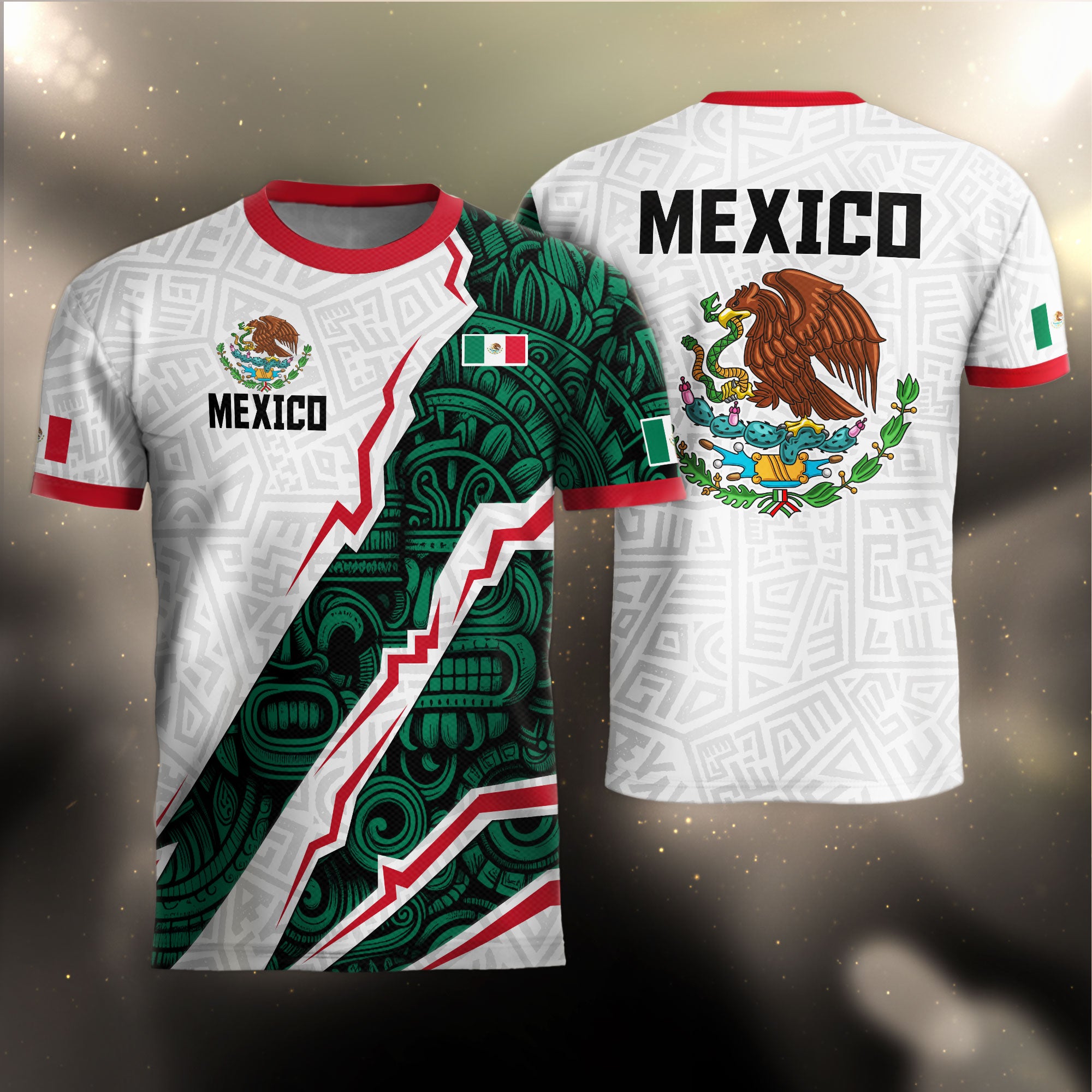 Mexico White Aztec Eagle Design Soccer Jersey
