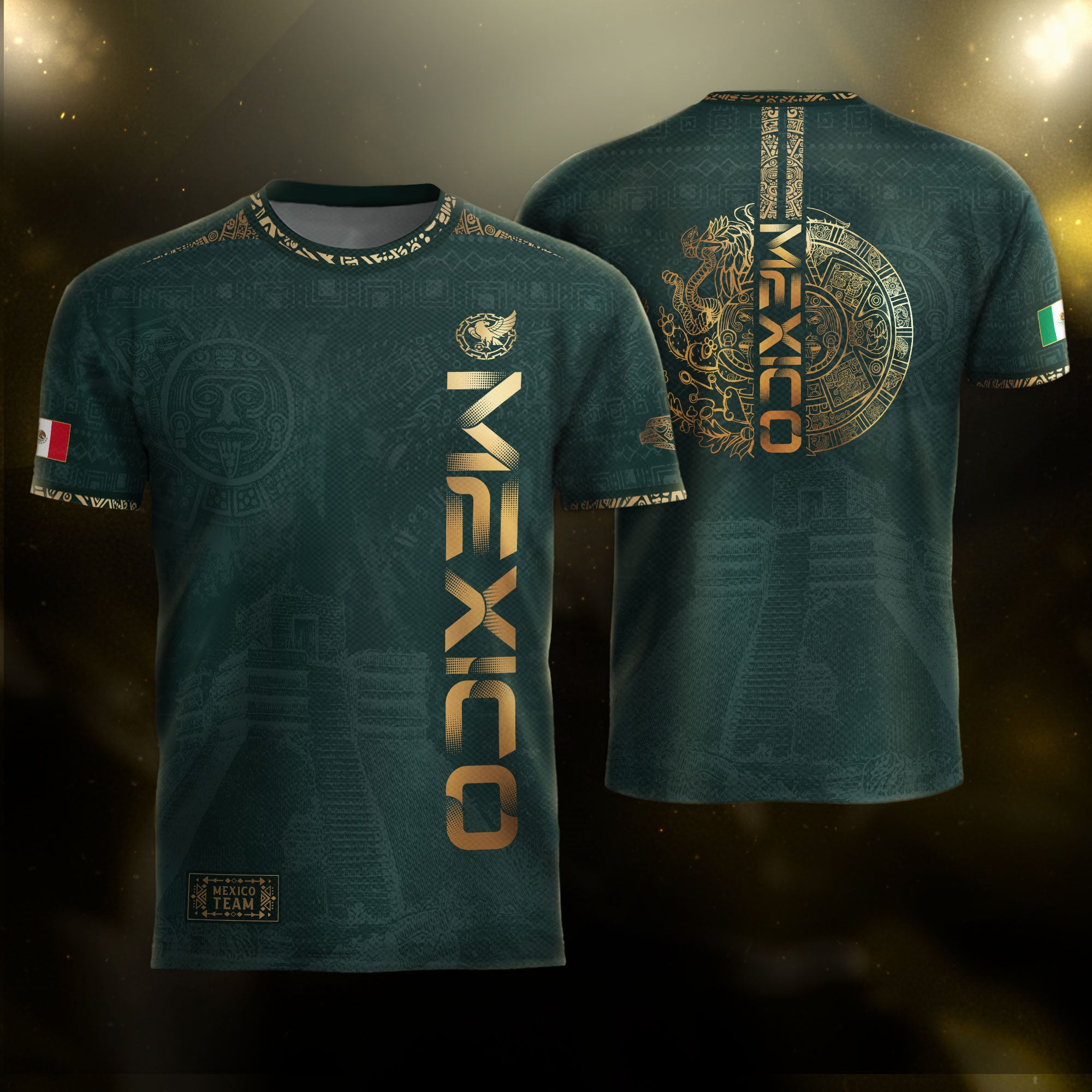Mexico Dark Green Aztec Pyramid Heritage Estados Unidos Mexicanos Soccer Jersey