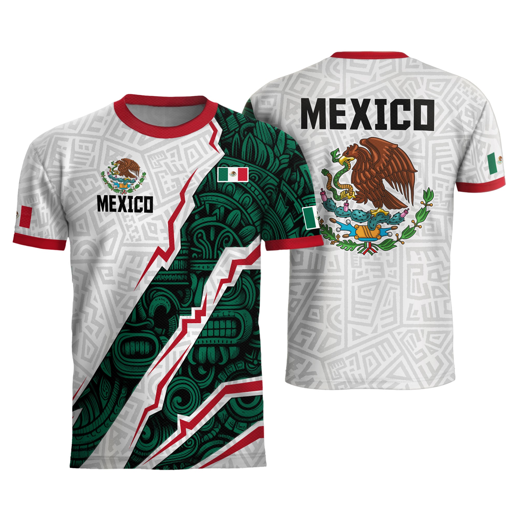 Mexico White Aztec Eagle Design Soccer Jersey
