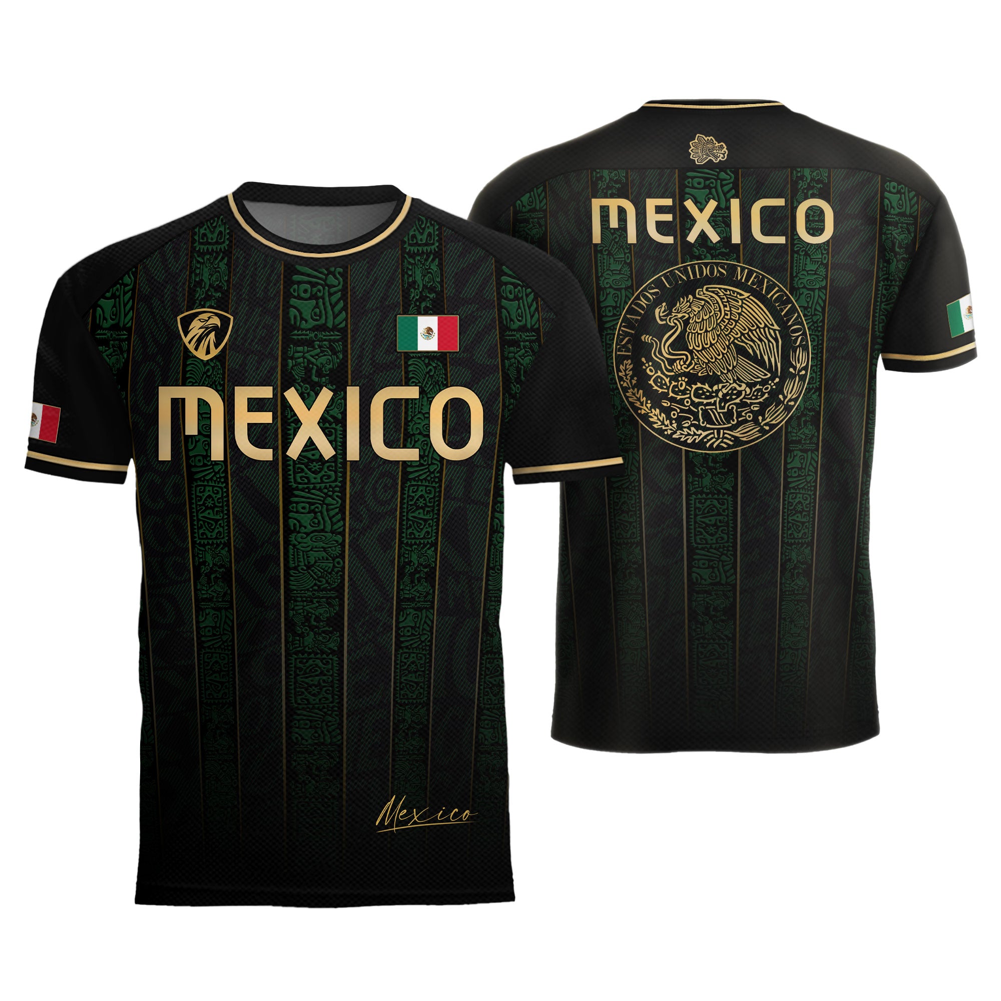 Mexico Aztec Ancient Heritage National Seal Mens Football Soccer Jersey