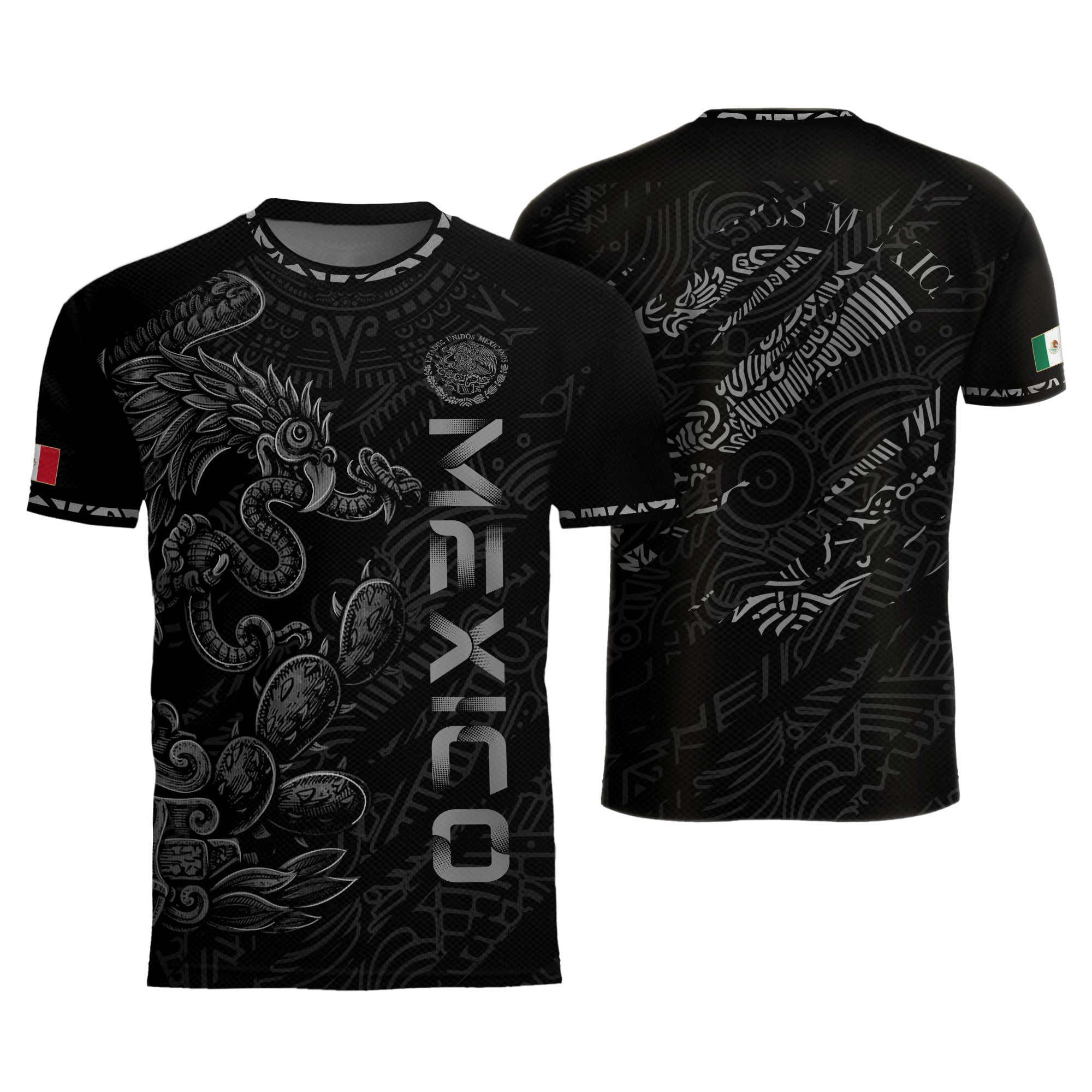 Mexico Black Grey Feathered Serpent Heritage Mens Football Soccer Jersey