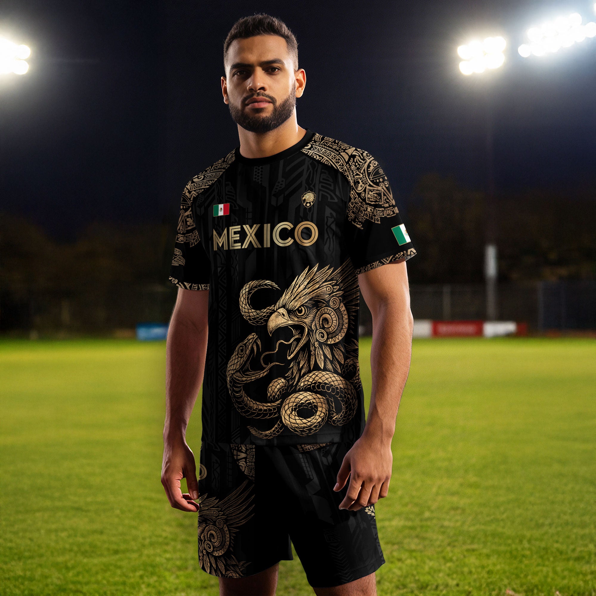 Mexico Black Eagle Aztec Heritage Soccer Jersey