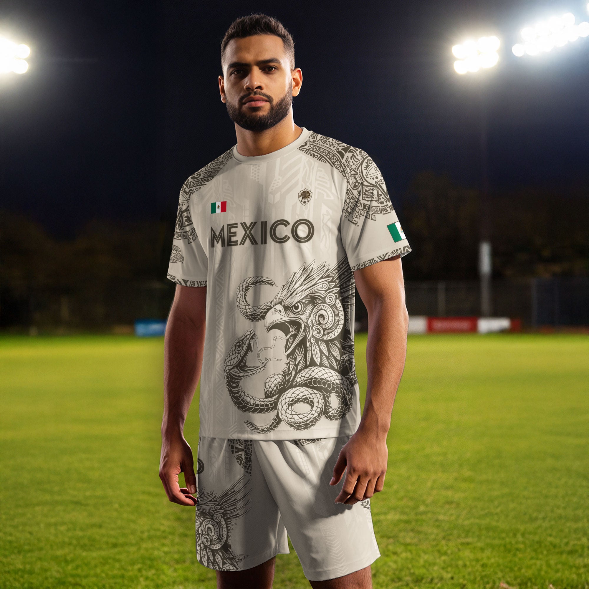 Mexico Beige Aztec Eagle Heritage Soccer Jersey