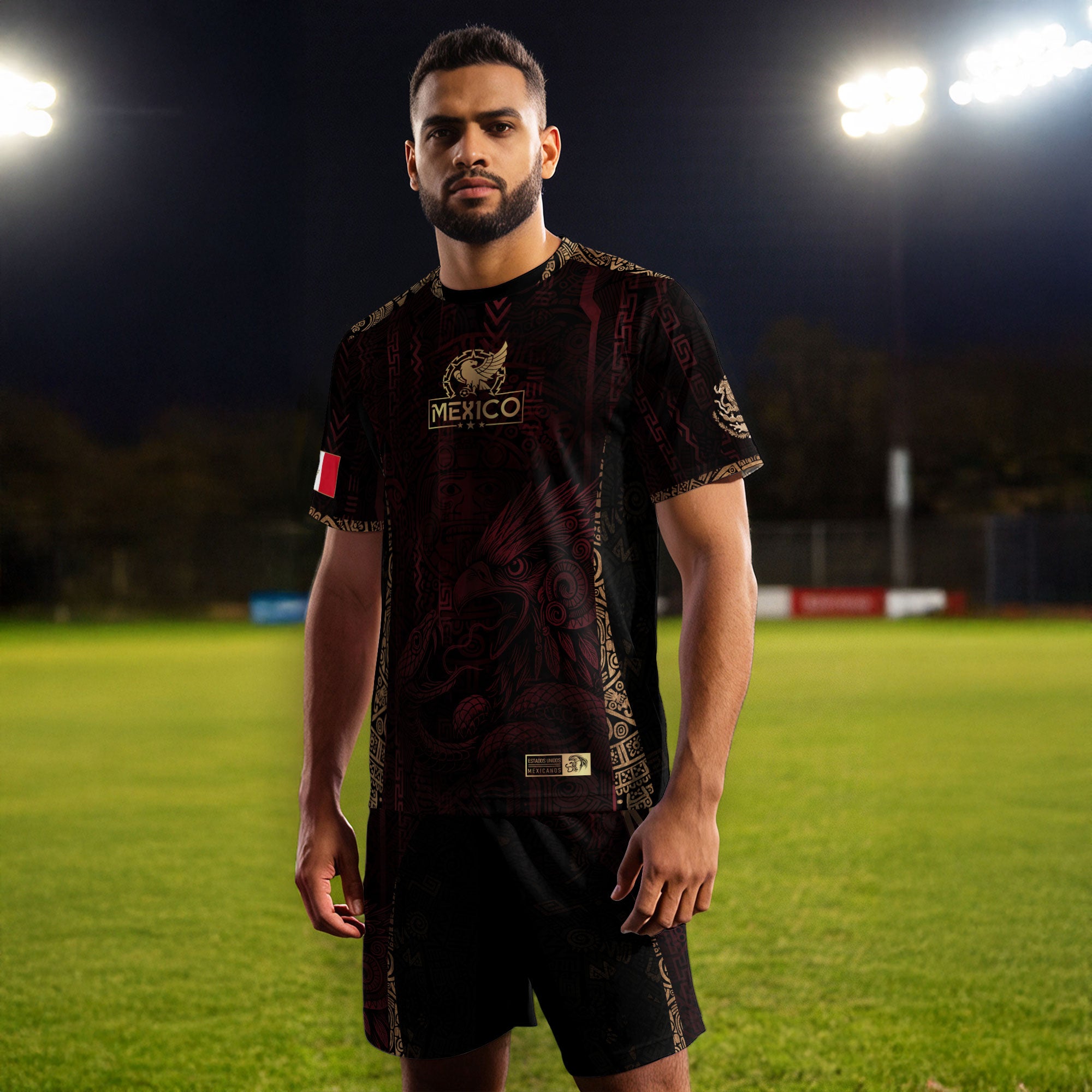 Mexico Maroon Aztec Eagle Heritage Soccer Jersey
