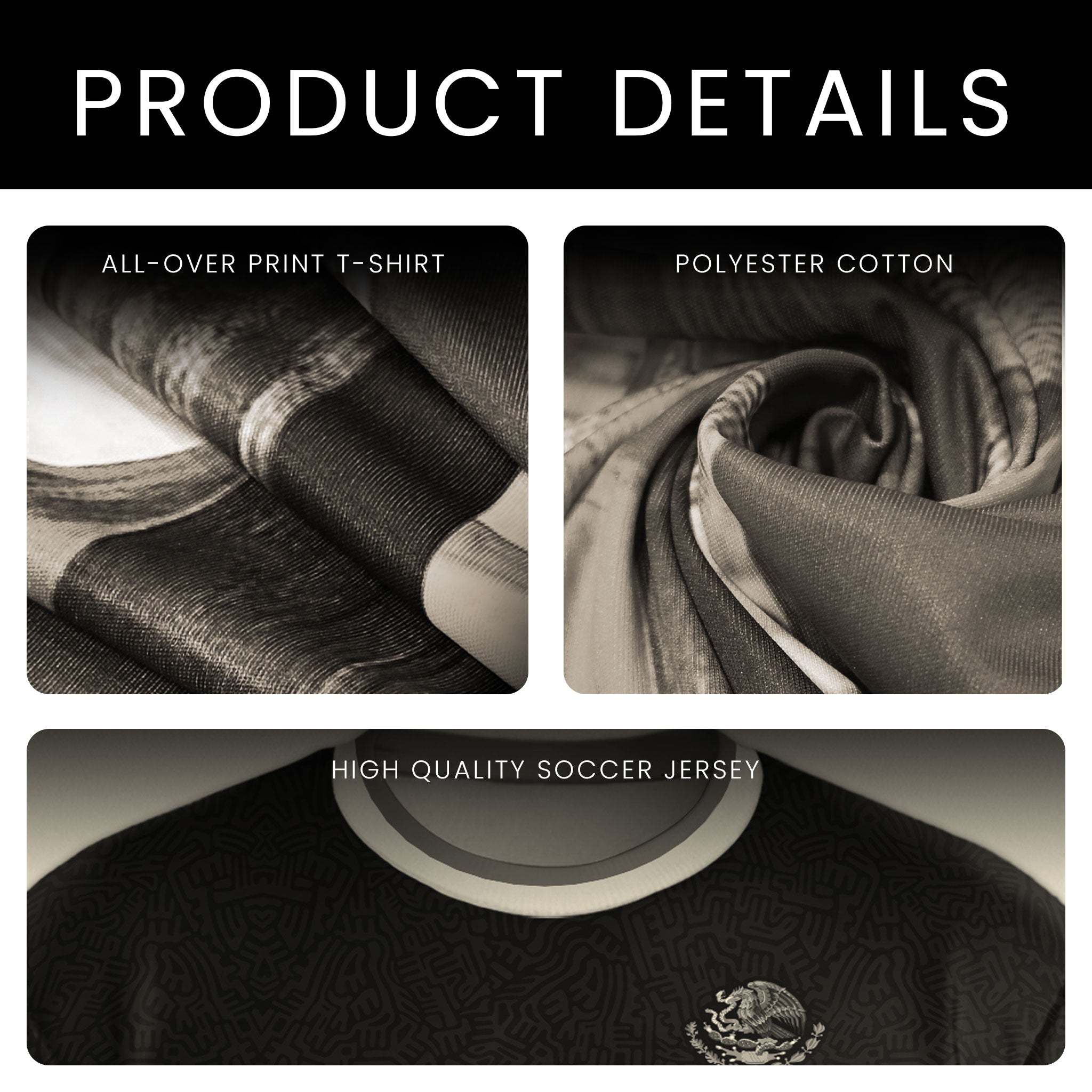 Custom Mexico Soccer Jersey Black Gold Heritage Aztec Pattern Design