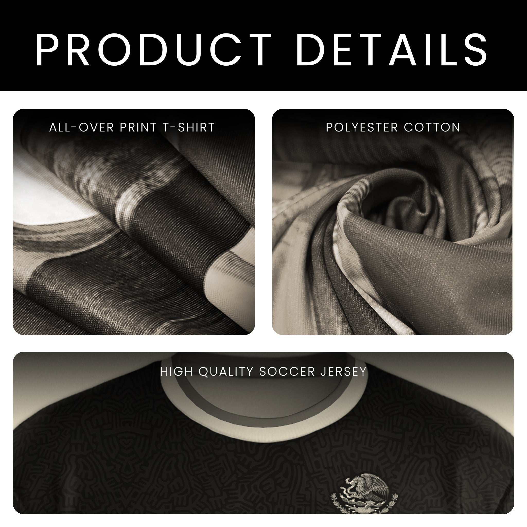 Custom Kids Mexico Soccer Jersey Black Gold Heritage Pattern Design