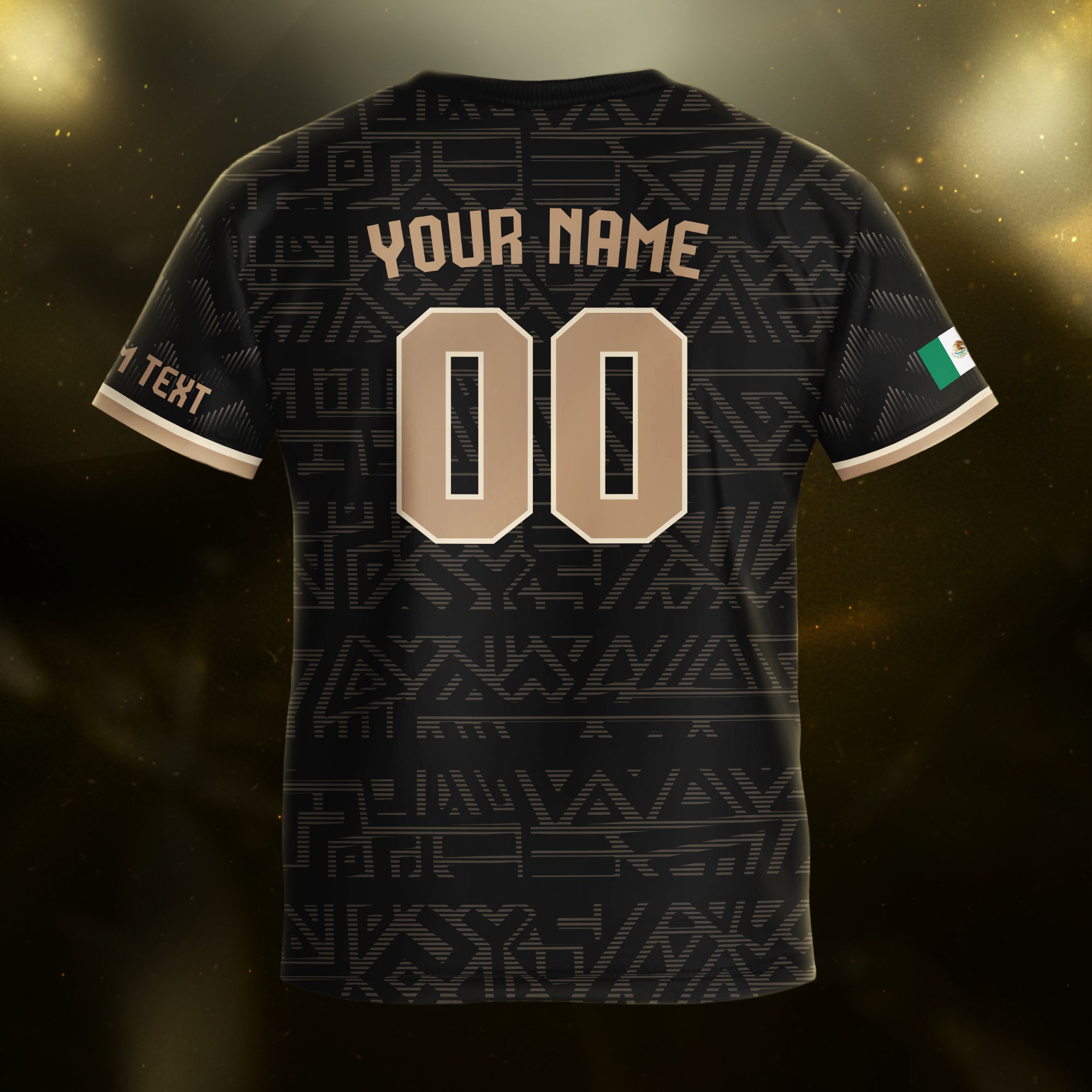 Custom Mexico Kids Soccer Jersey Black Gold Heritage Eagle Snake