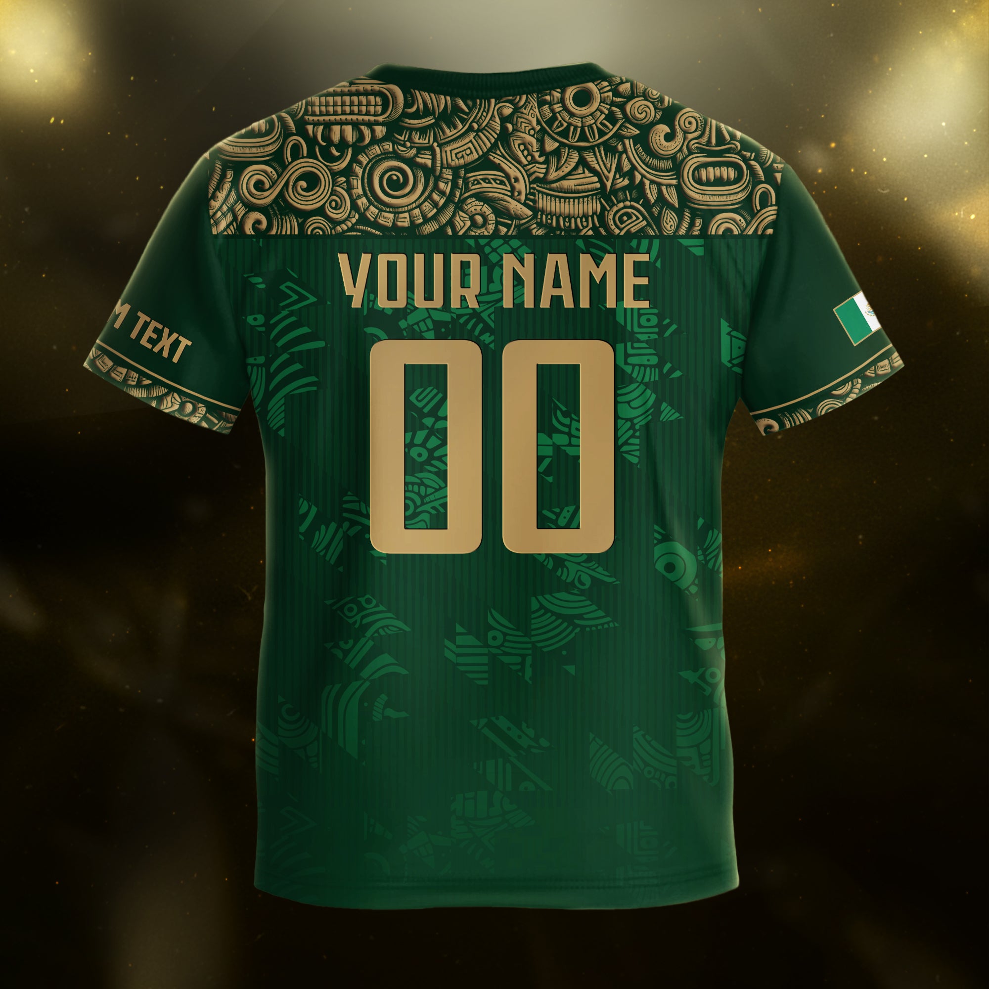 Custom Mexico Kids Soccer Jersey Green Aztec Eagle Edition