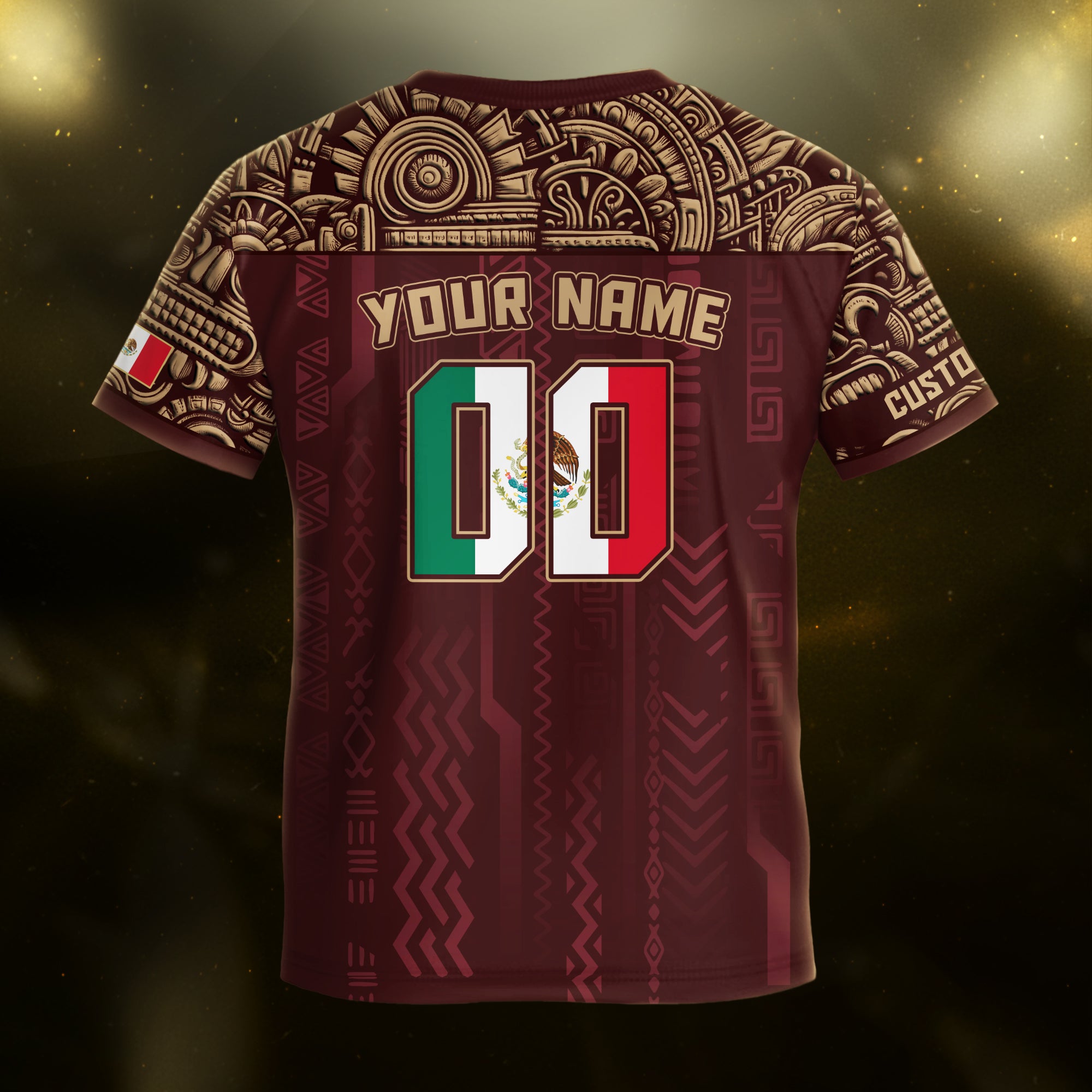 Custom Mexico Kids Soccer Jersey Red Aztec Warrior Style