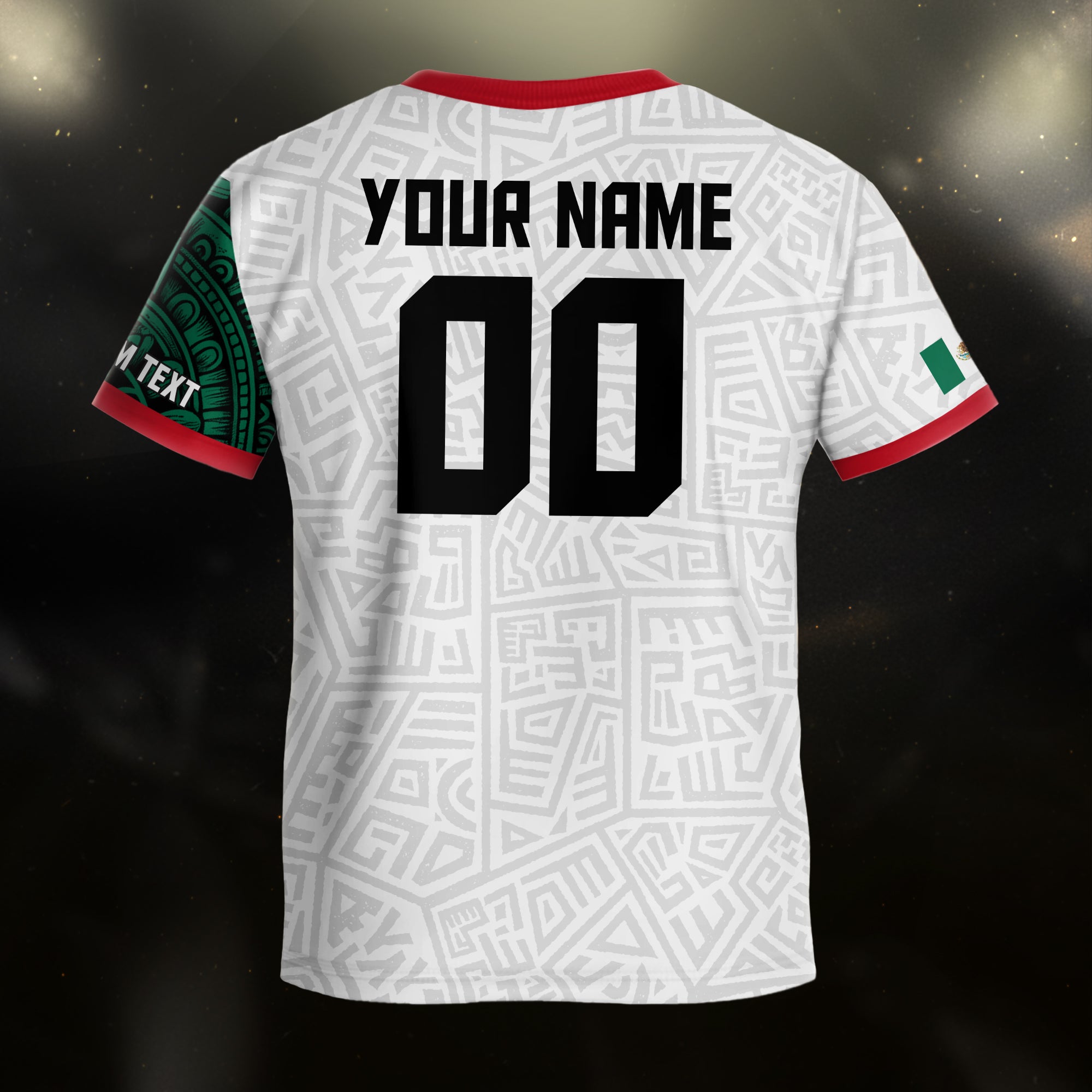 Custom Mexico Kids Soccer Jersey White Green Aztec Design