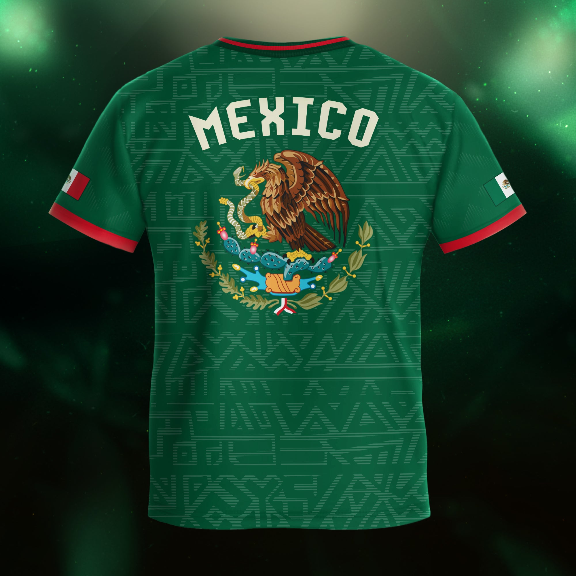 Mexico Kids Soccer Jersey Green Aztec Eagle Serpent Design