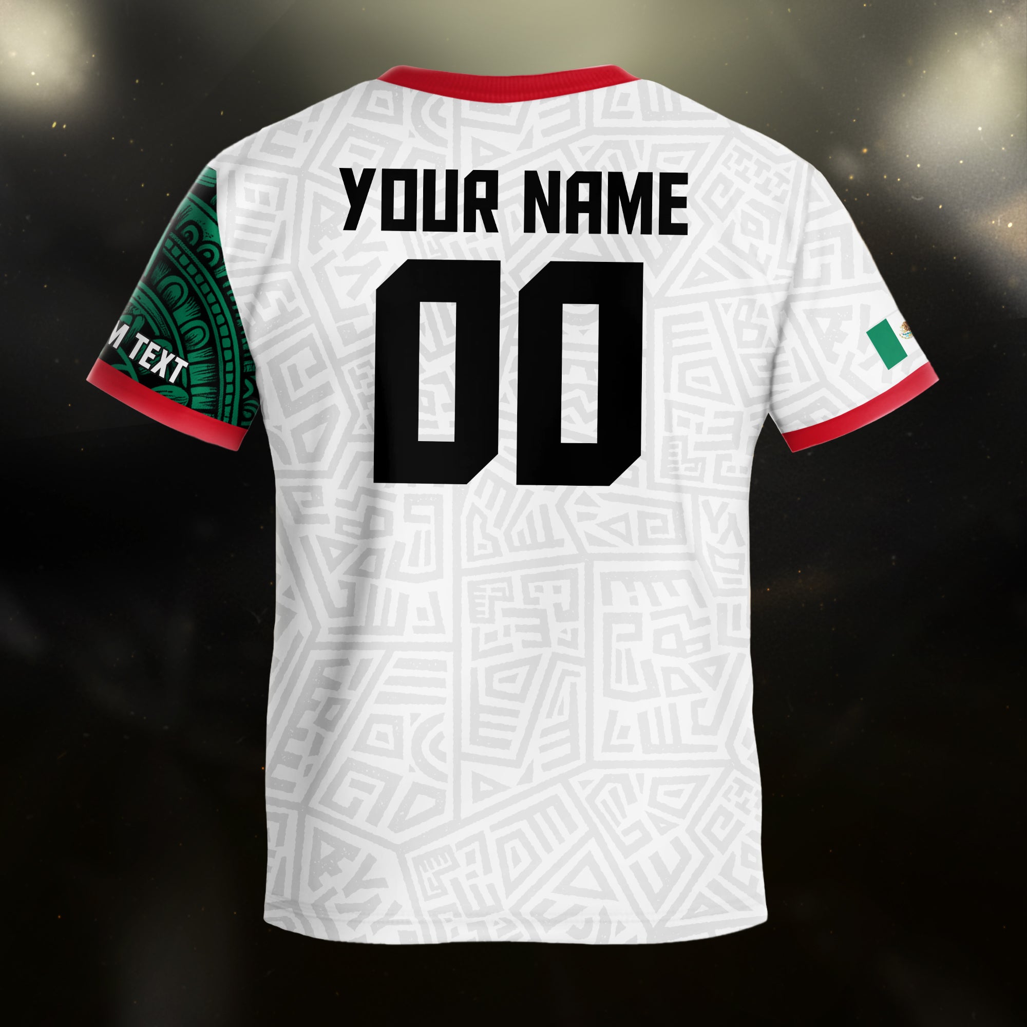 Custom Mexico Kids Soccer Jersey White Green Red Aztec Eagle Design