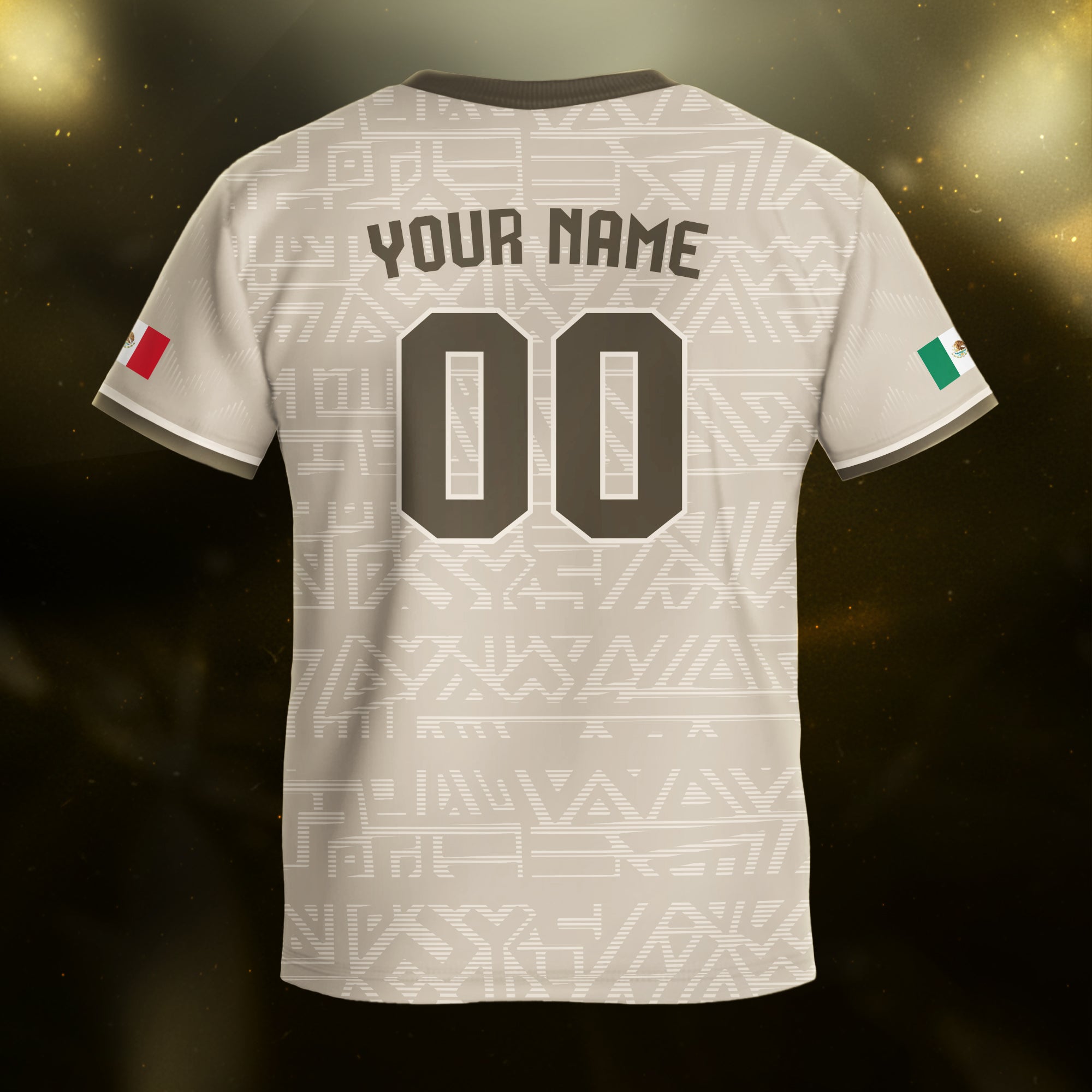 Custom Mexico Kids Soccer Jersey Beige Aztec Eagle & Serpent Heritage Design