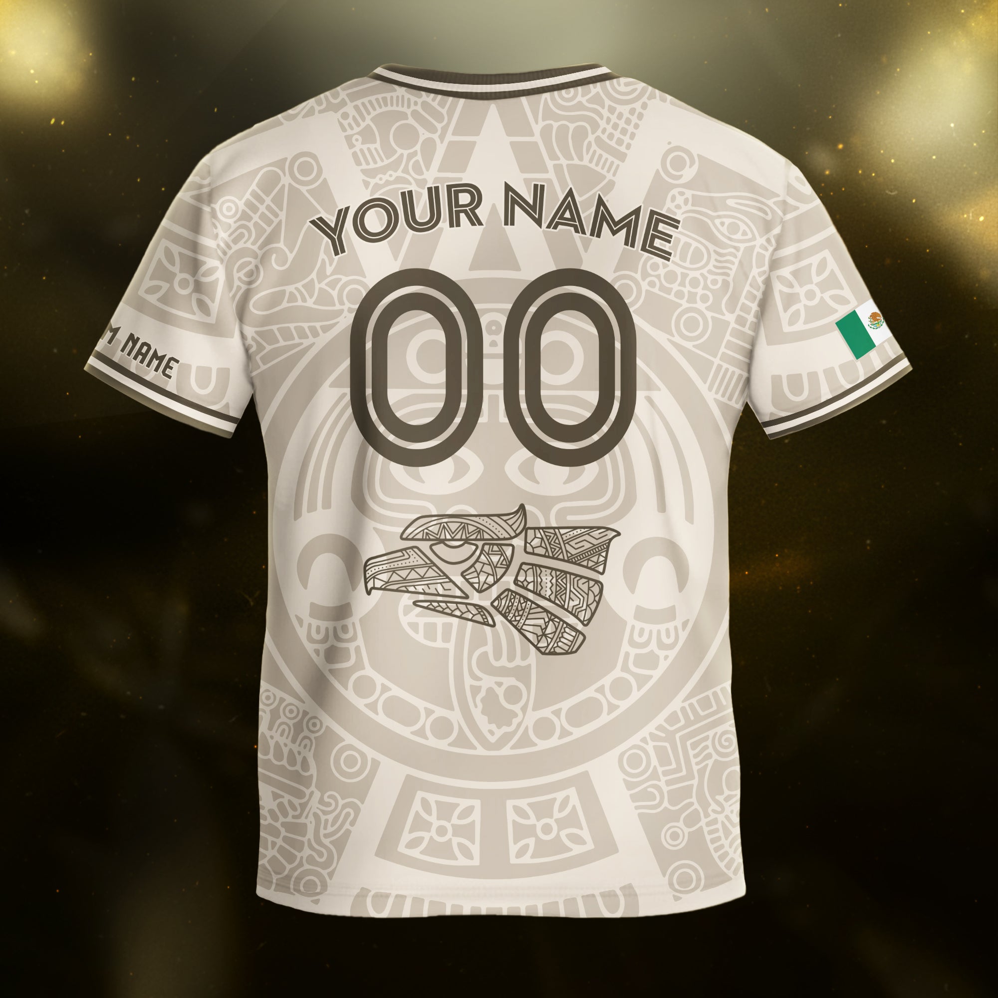 Custom Mexico Kids Soccer Jersey Beige Aztec Calendar Heritage Design