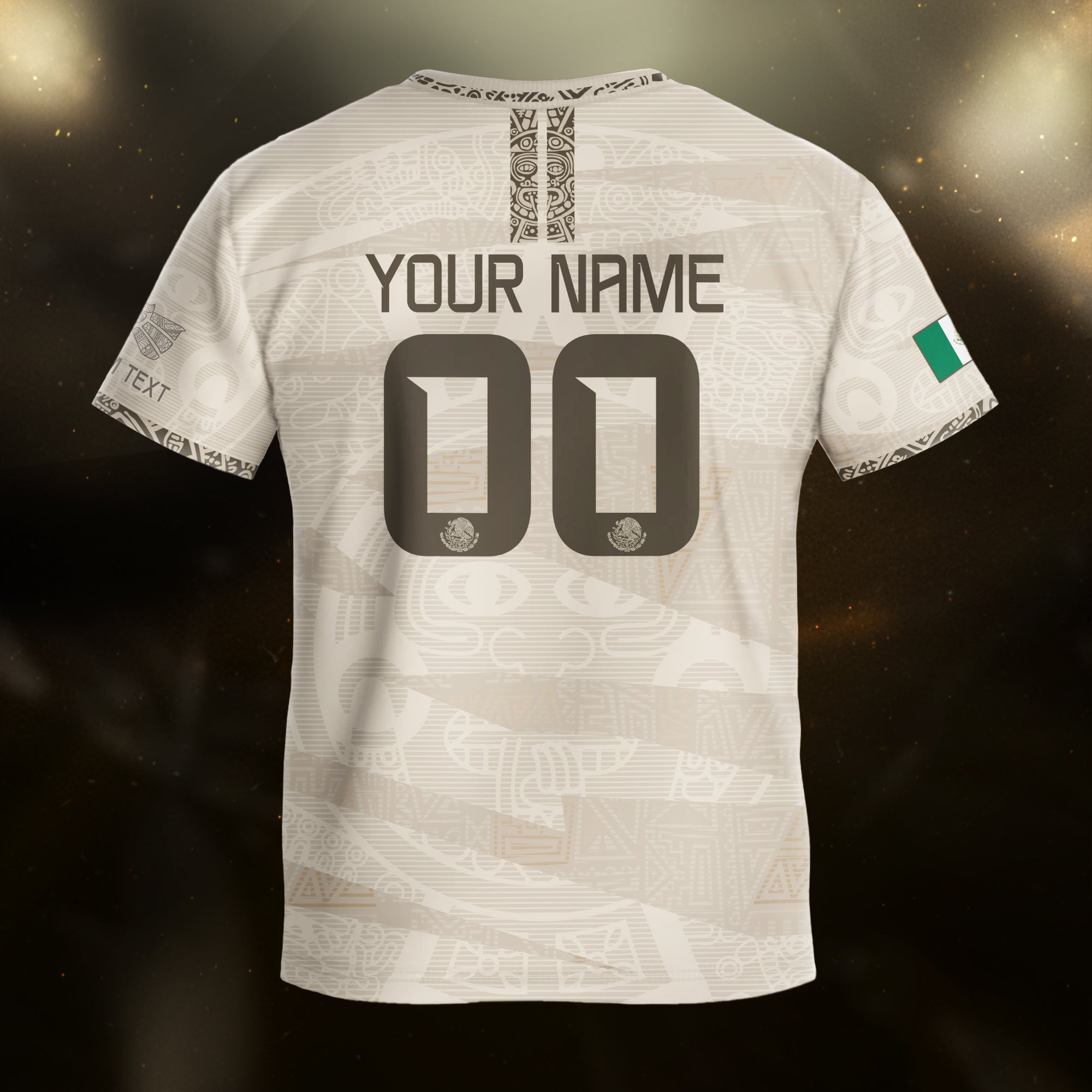 Custom Mexico Beige Aztec Kids Soccer Jersey